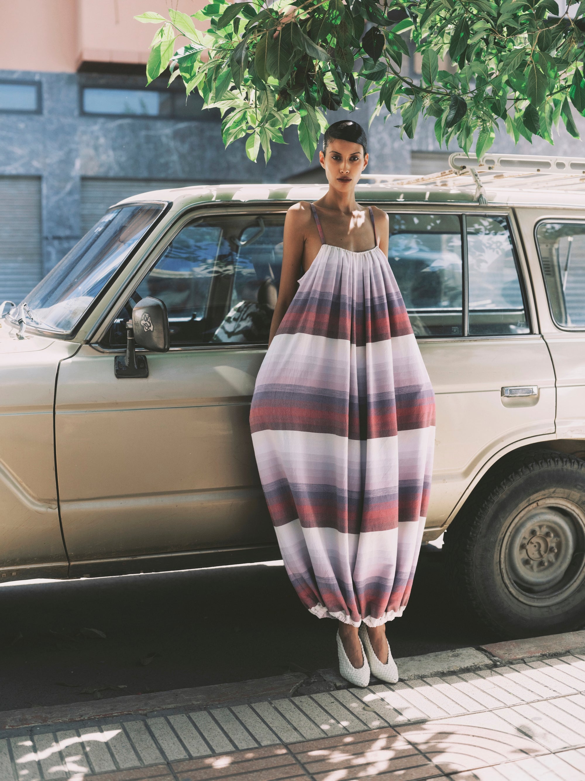 marrakshi life exclusive riviera striped cotton maxi dress Marrakshi Life Ruffled Striped Cotton Maxi Dress - Women - Blue Dresses