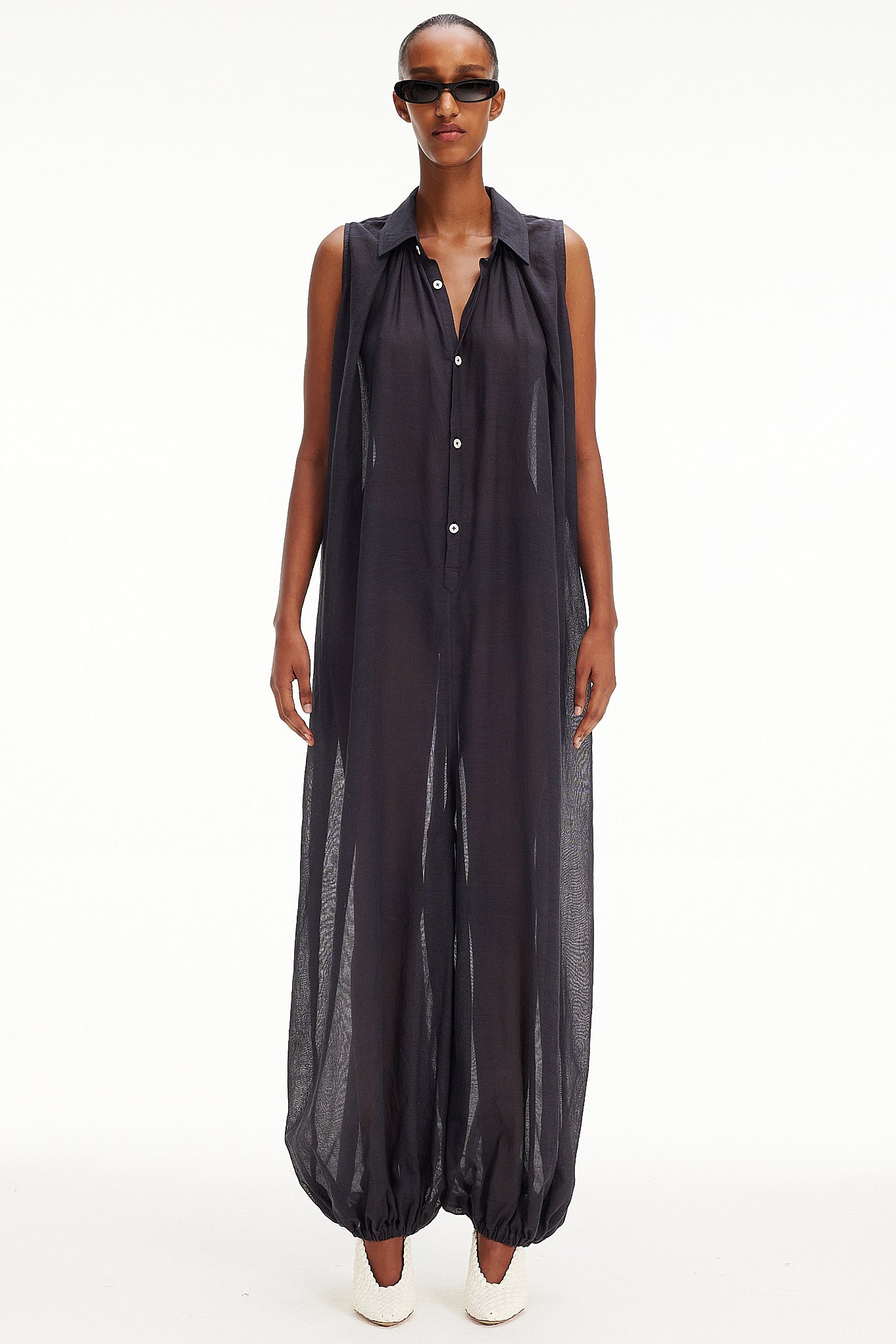 The Halter Balloon Jumpsuit -  Charcoal