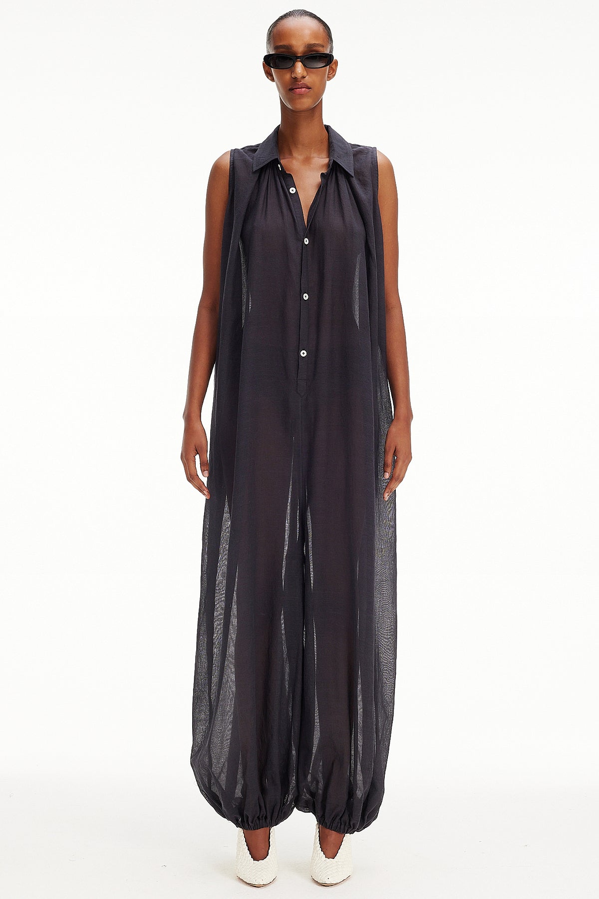 The Halter Balloon Jumpsuit -  Charcoal