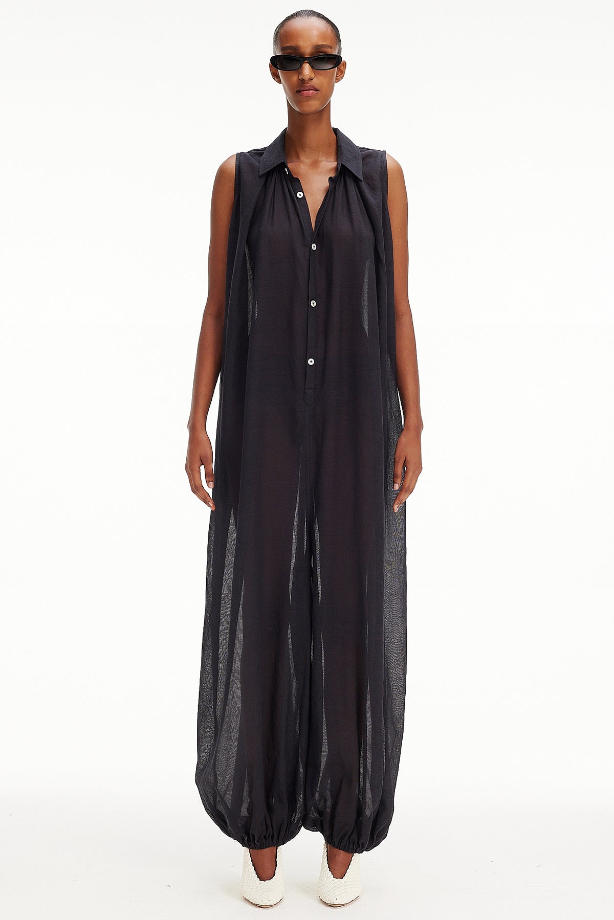 The Halter Balloon Jumpsuit -  Charcoal