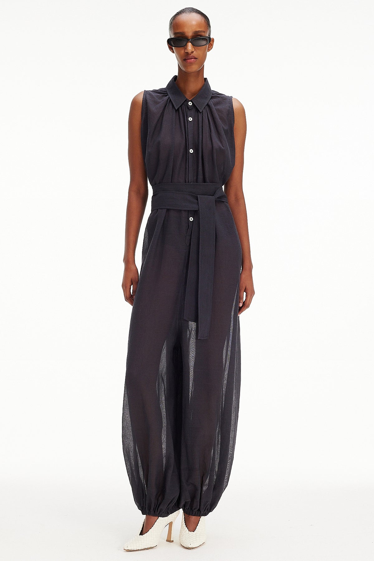 The Halter Balloon Jumpsuit -  Charcoal