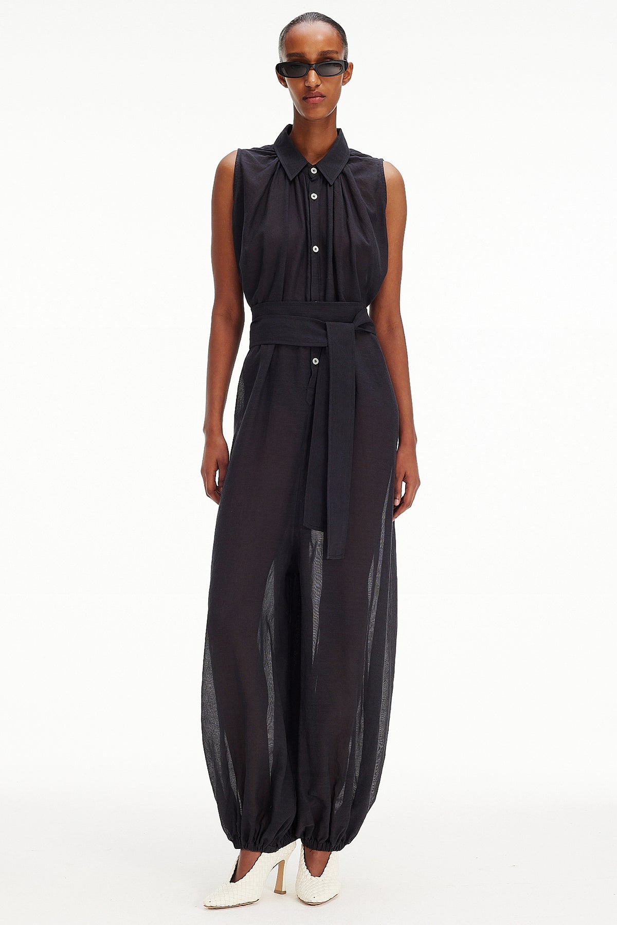 The Halter Balloon Jumpsuit -  Charcoal