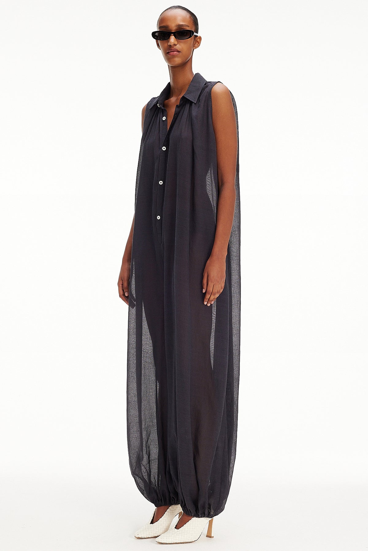 The Halter Balloon Jumpsuit -  Charcoal