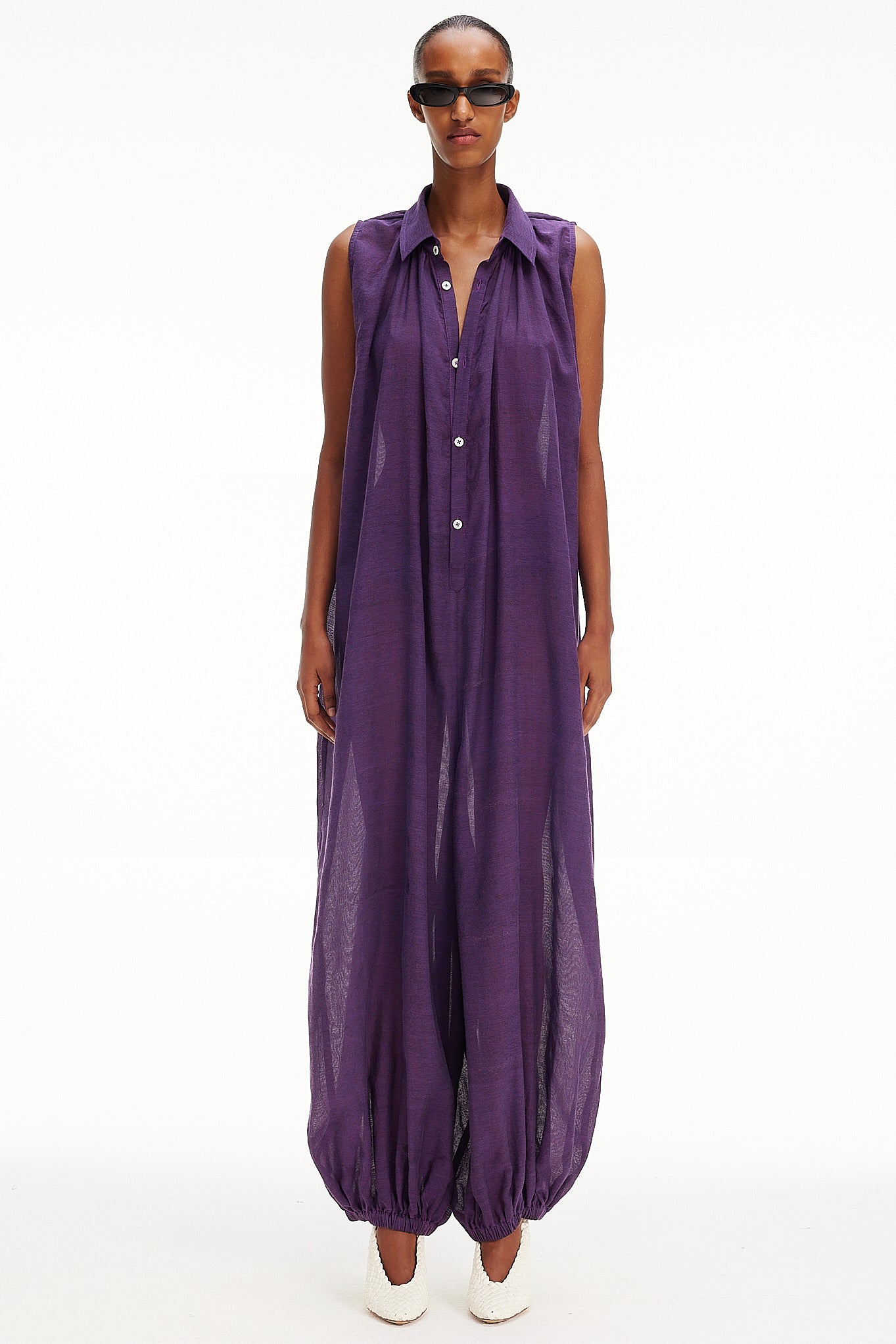 The Halter Balloon Jumpsuit -  Purple