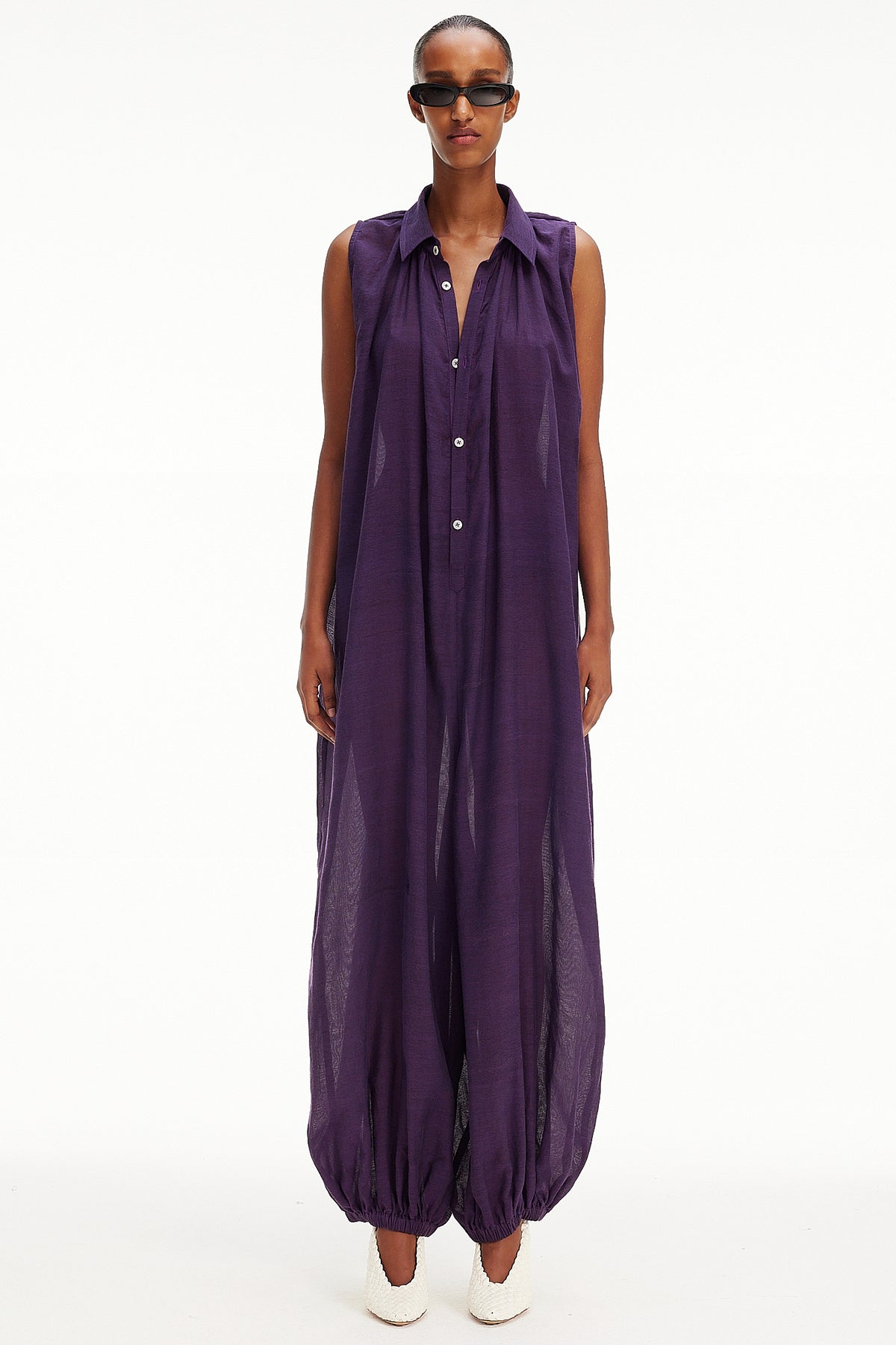 The Halter Balloon Jumpsuit -  Purple