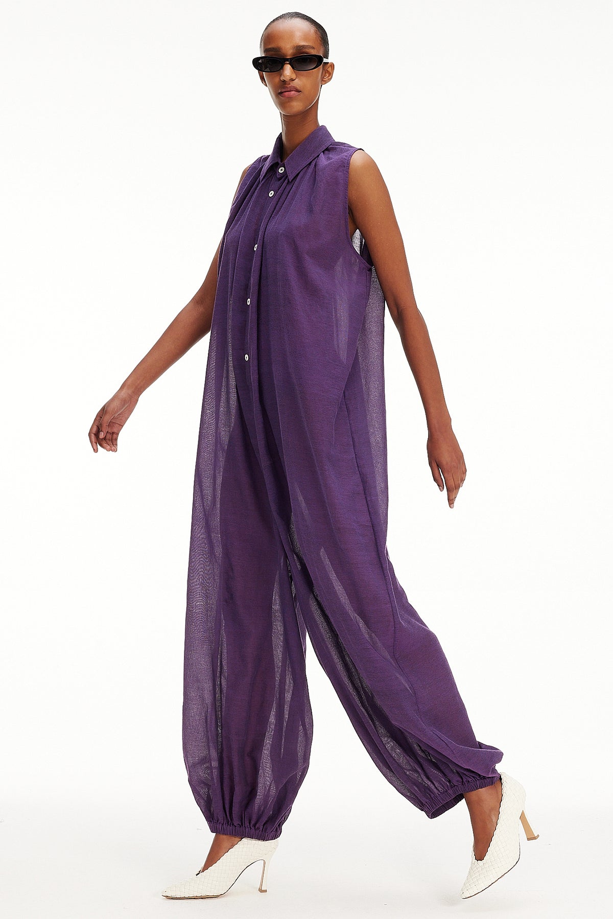 The Halter Balloon Jumpsuit -  Purple