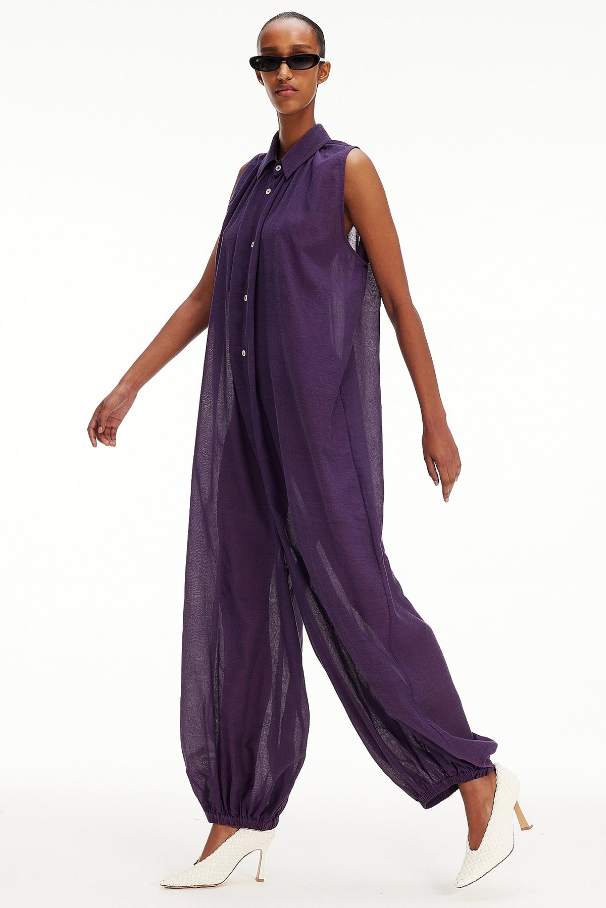 The Halter Balloon Jumpsuit -  Purple