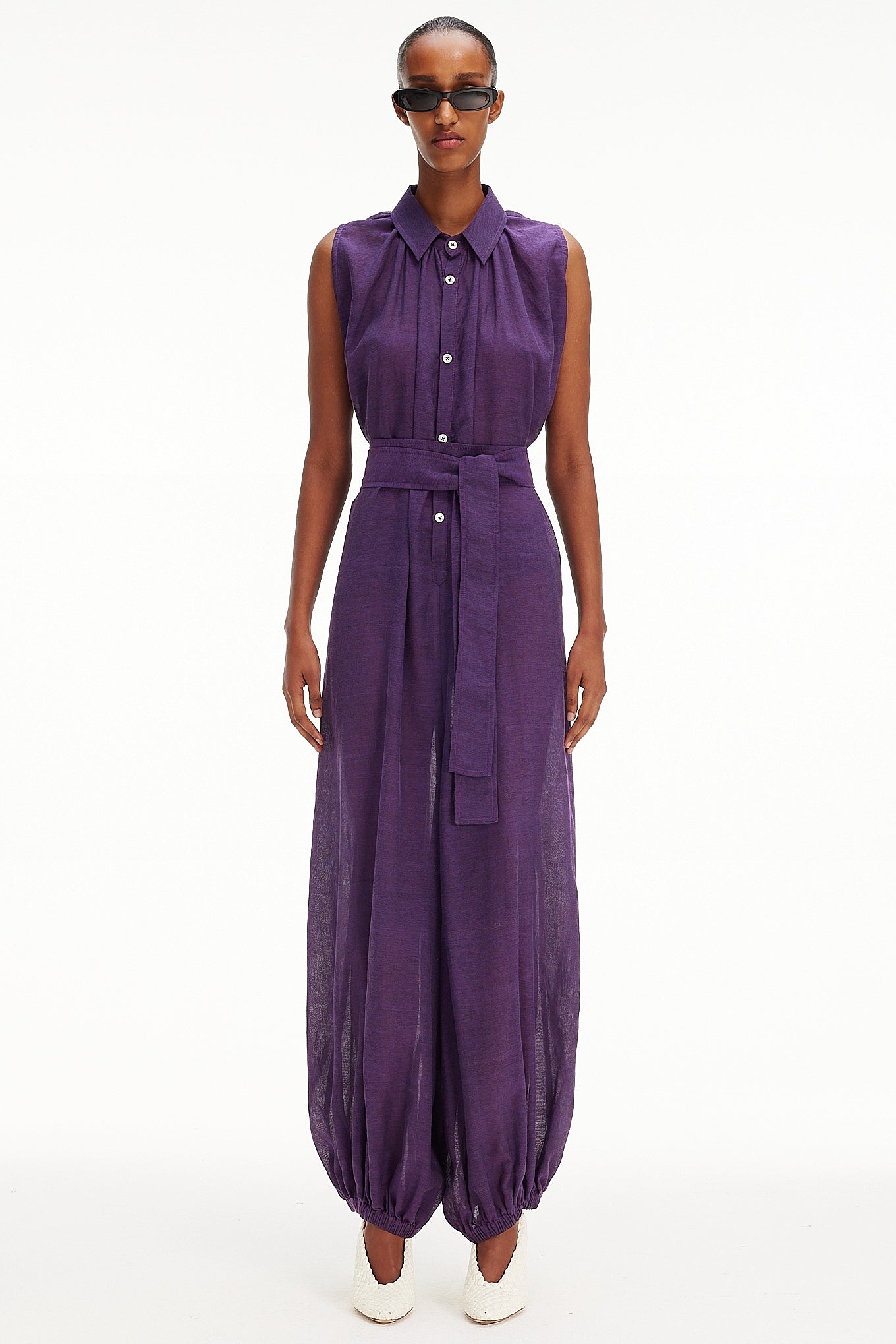 The Halter Balloon Jumpsuit -  Purple