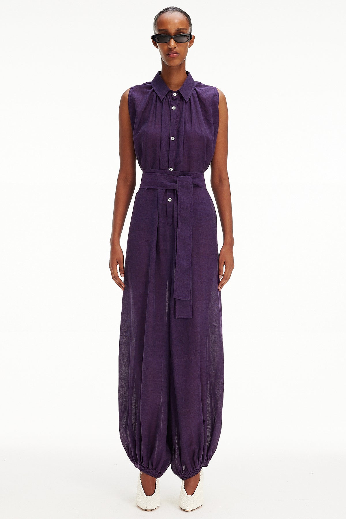 The Halter Balloon Jumpsuit -  Purple