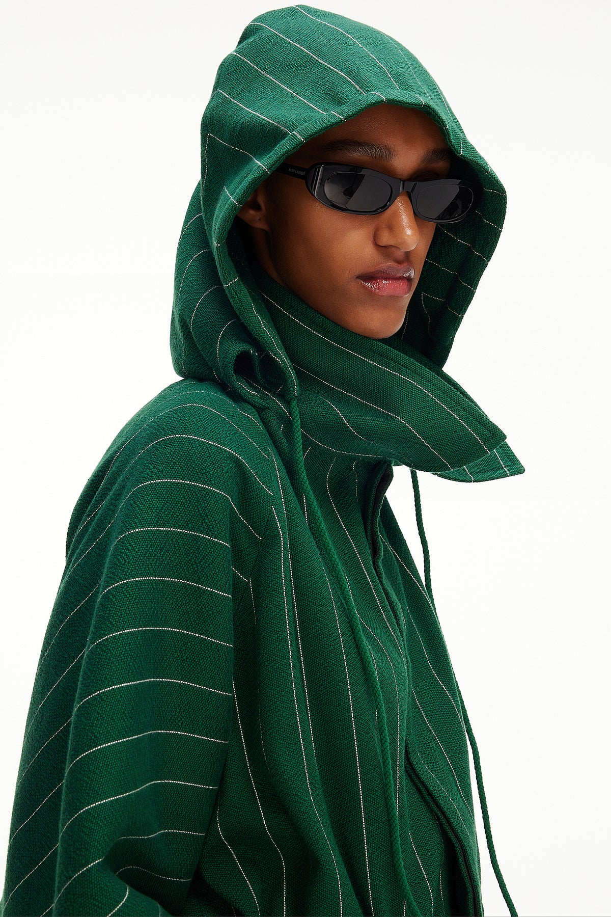 The Cropped Parka : Green Pinstripe