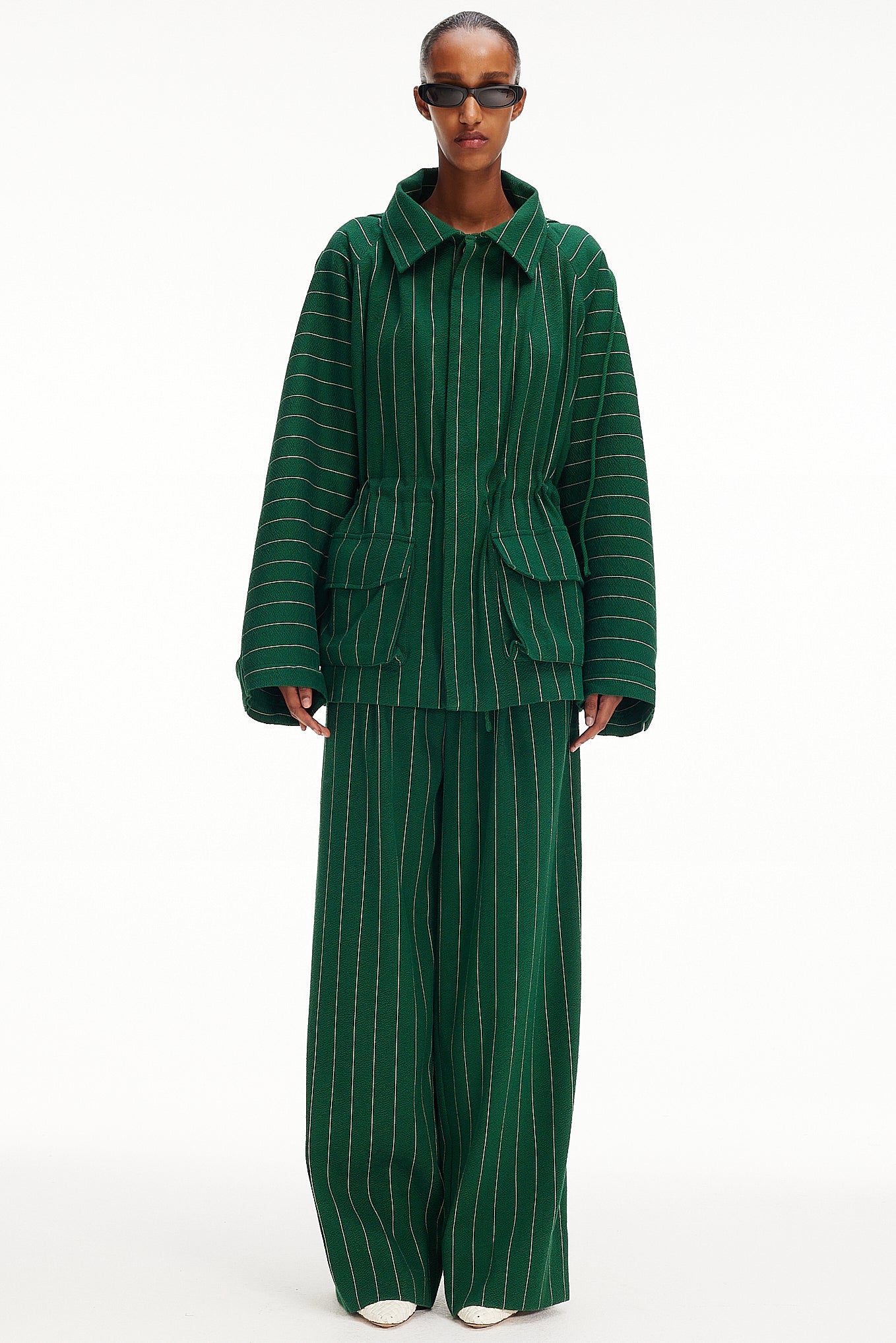 The Trouser - Green Pinstripe