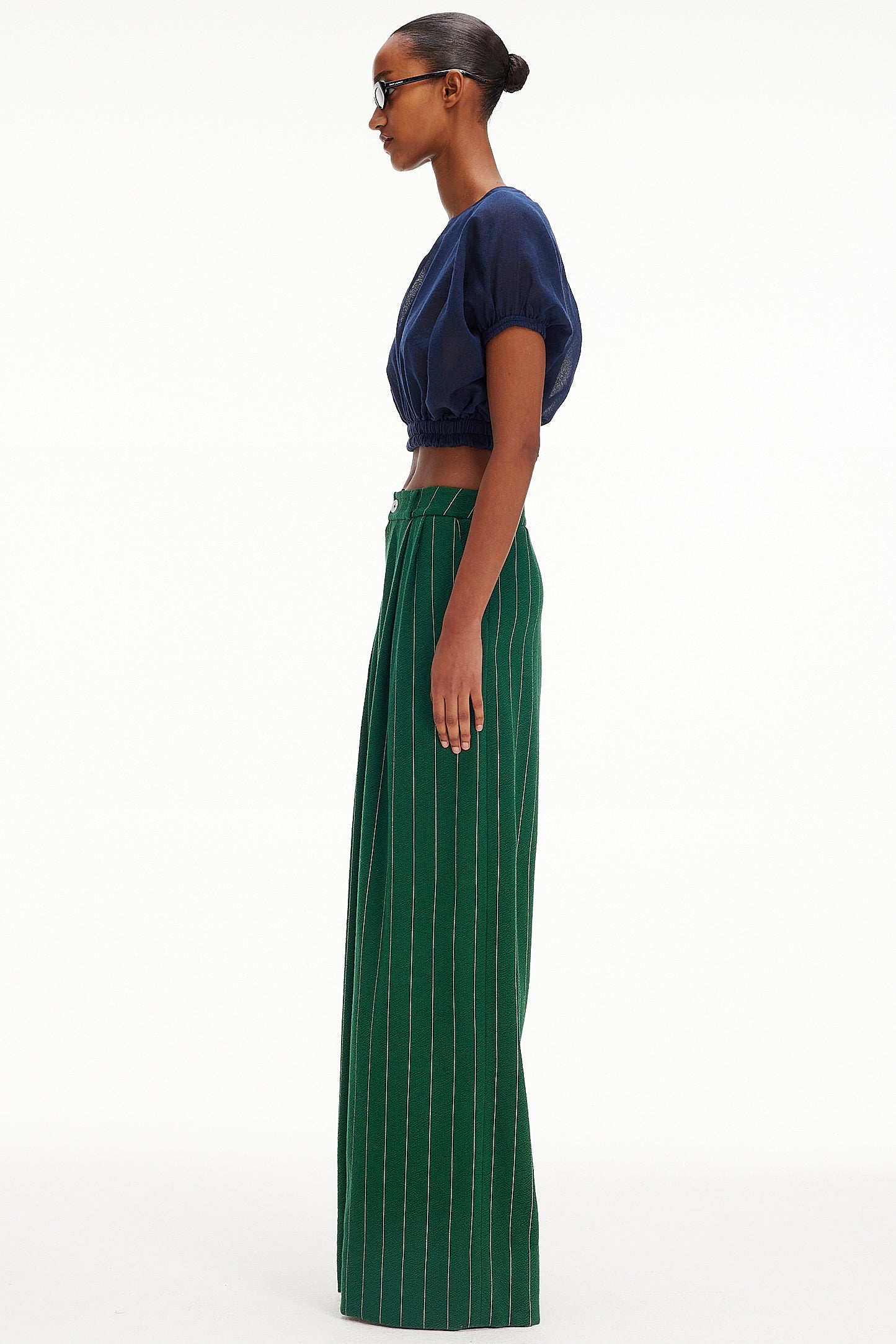 The Trouser - Green Pinstripe