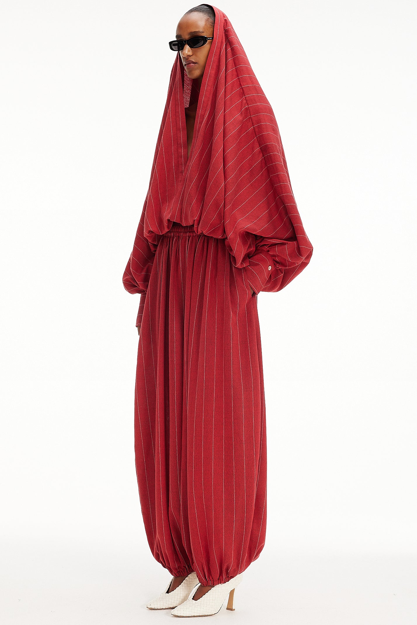 The Hooded Top - Red Pinstripe