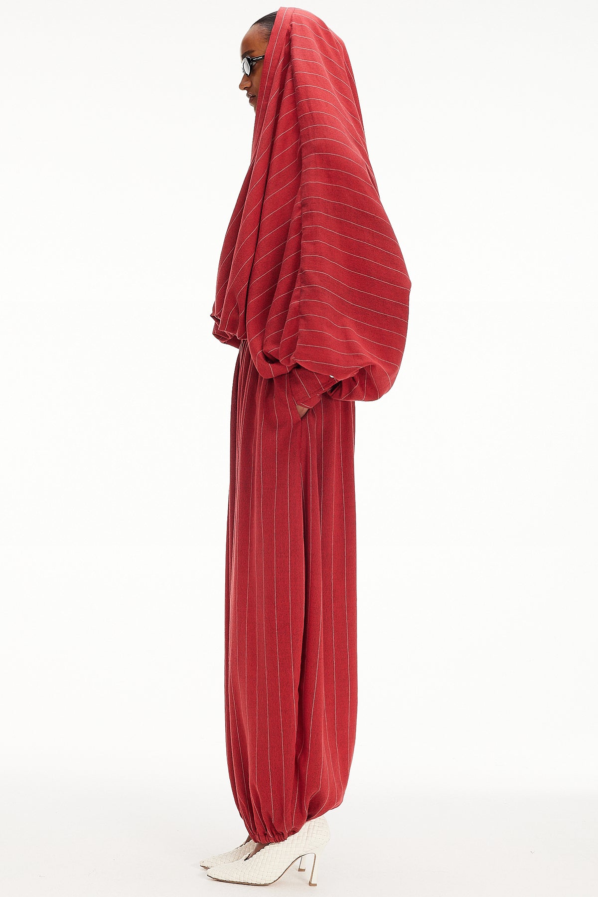 The Hooded Top - Red Pinstripe