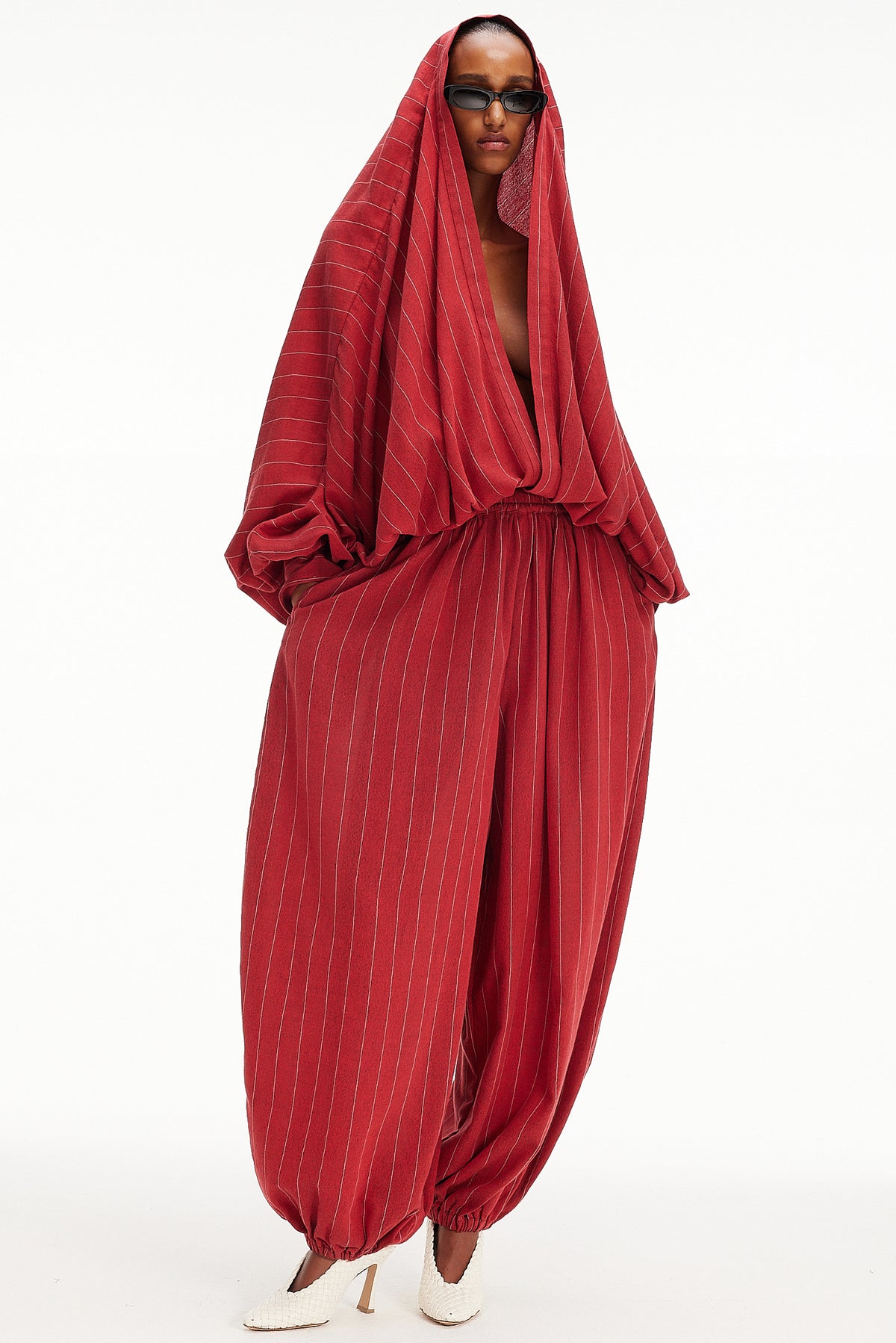 The Harem Pant - Red Pinstripe