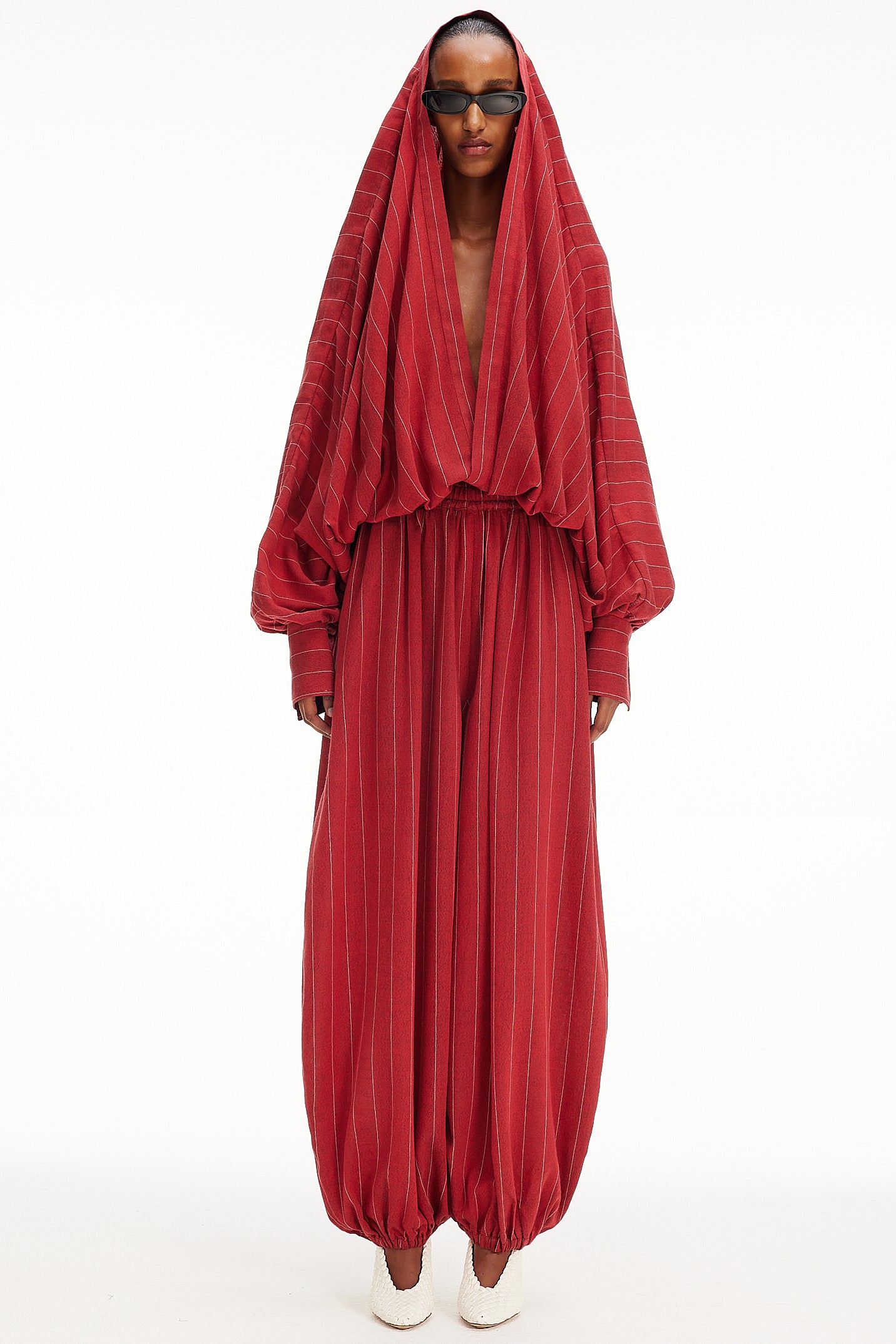 The Hooded Top - Red Pinstripe