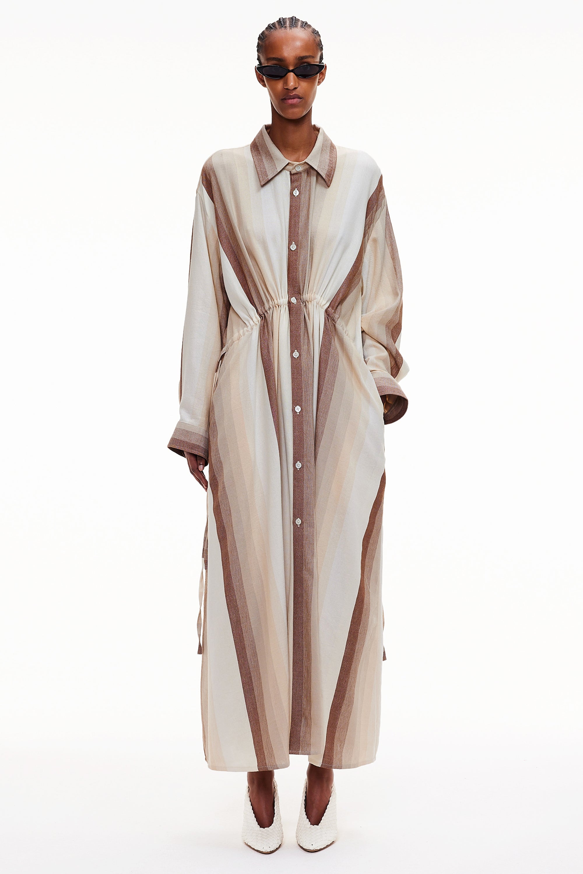The Drawstring Shirt Dress - Stripe 10