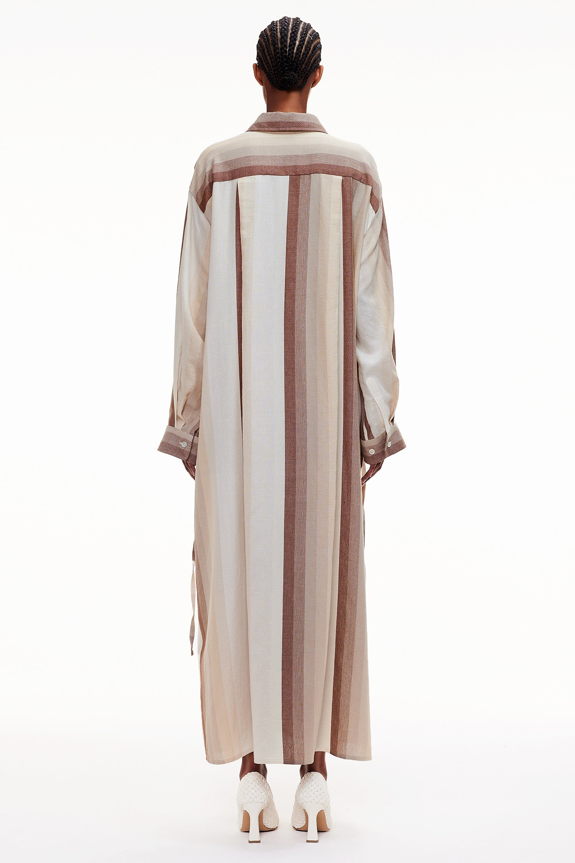 The Drawstring Shirt Dress - Stripe 10