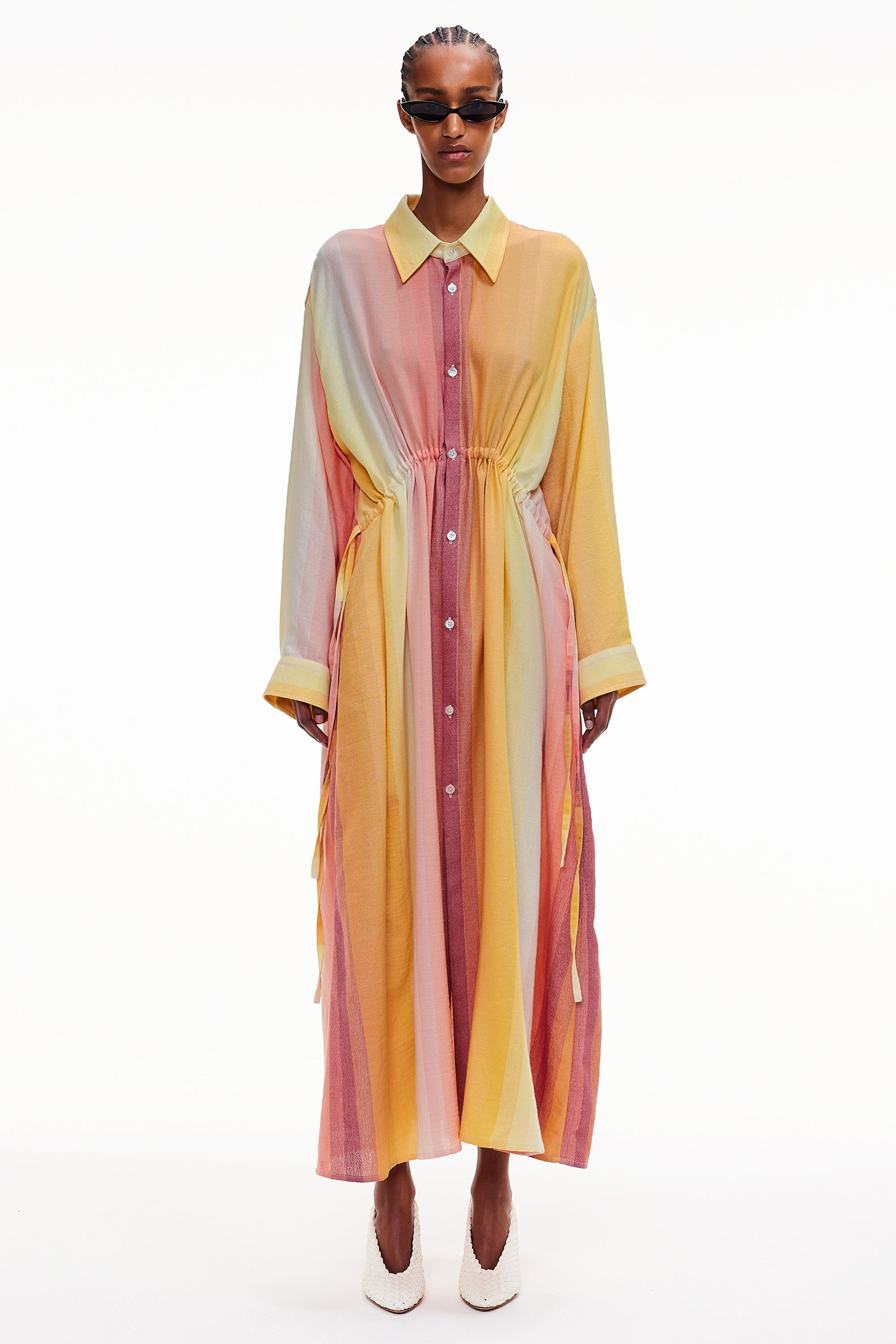 The Drawstring Shirt Dress - Stripe 74