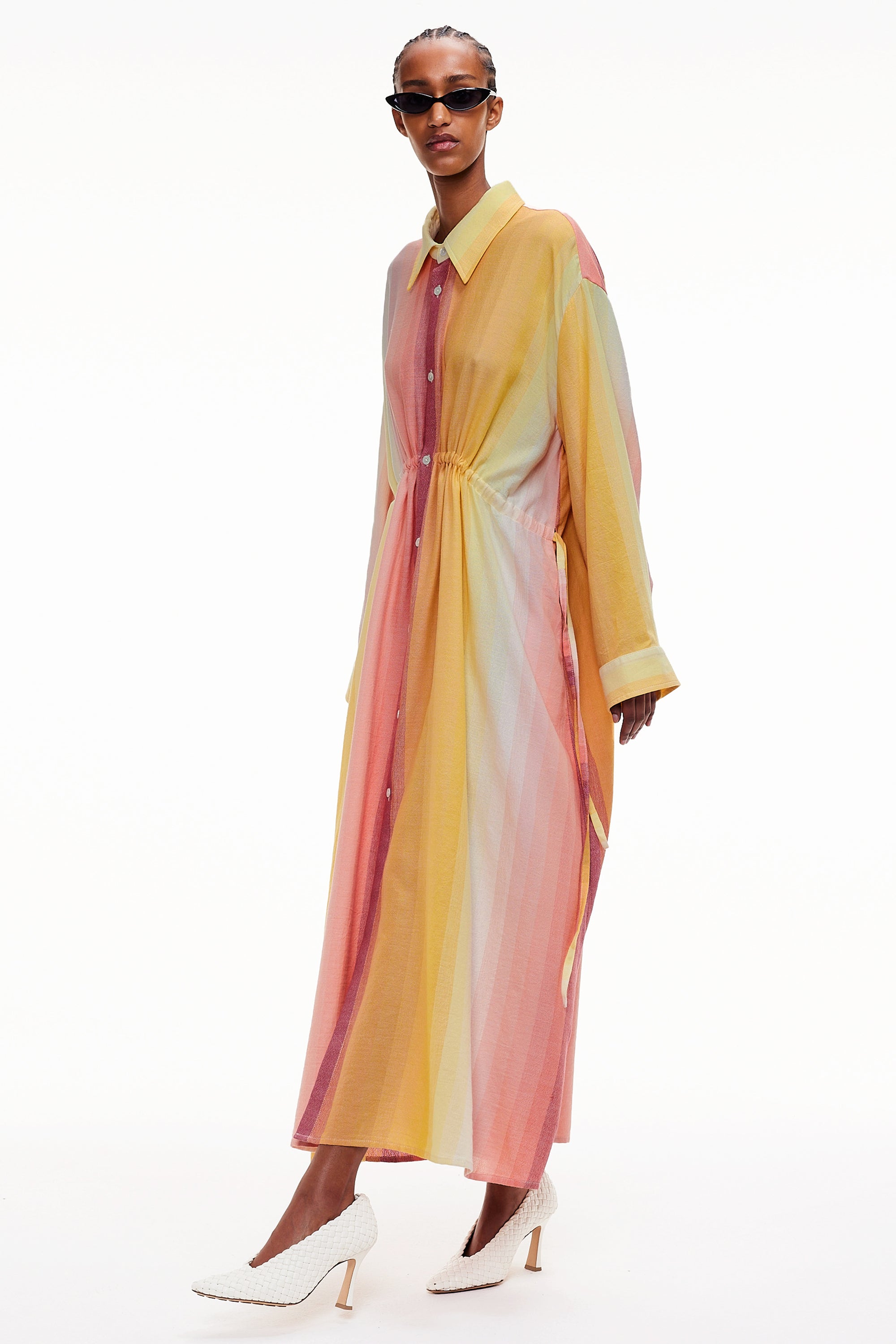 The Drawstring Shirt Dress - Stripe 74