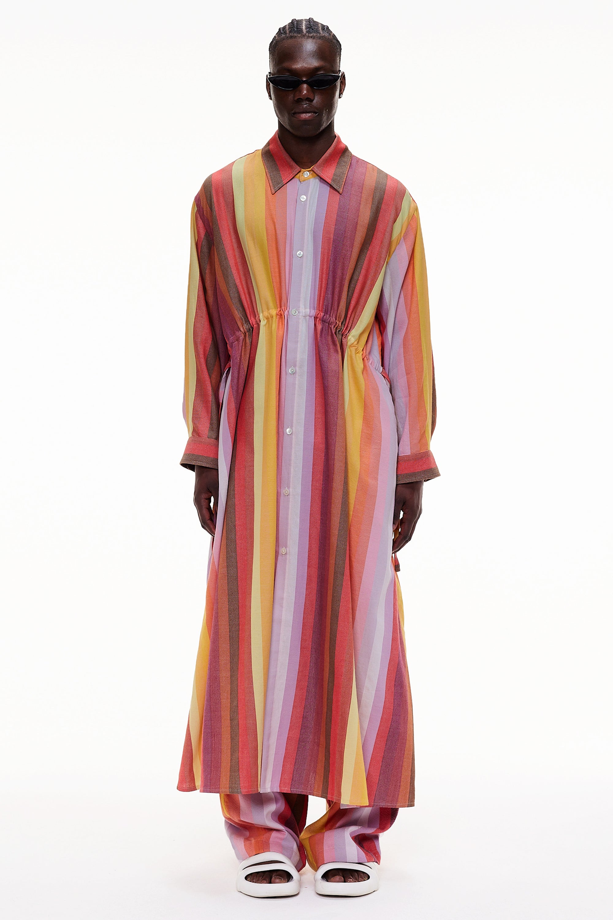 The Drawstring Shirt Dress - Stripe 65