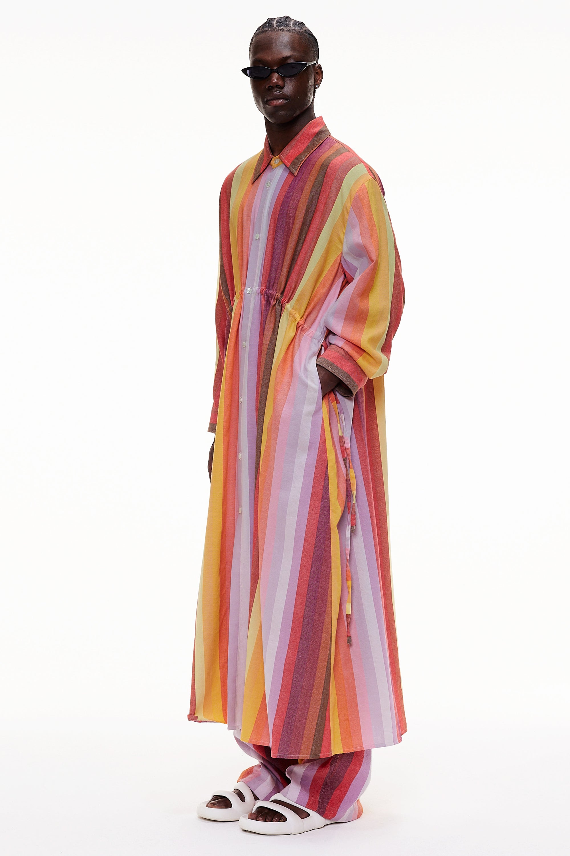 The Drawstring Shirt Dress - Stripe 65