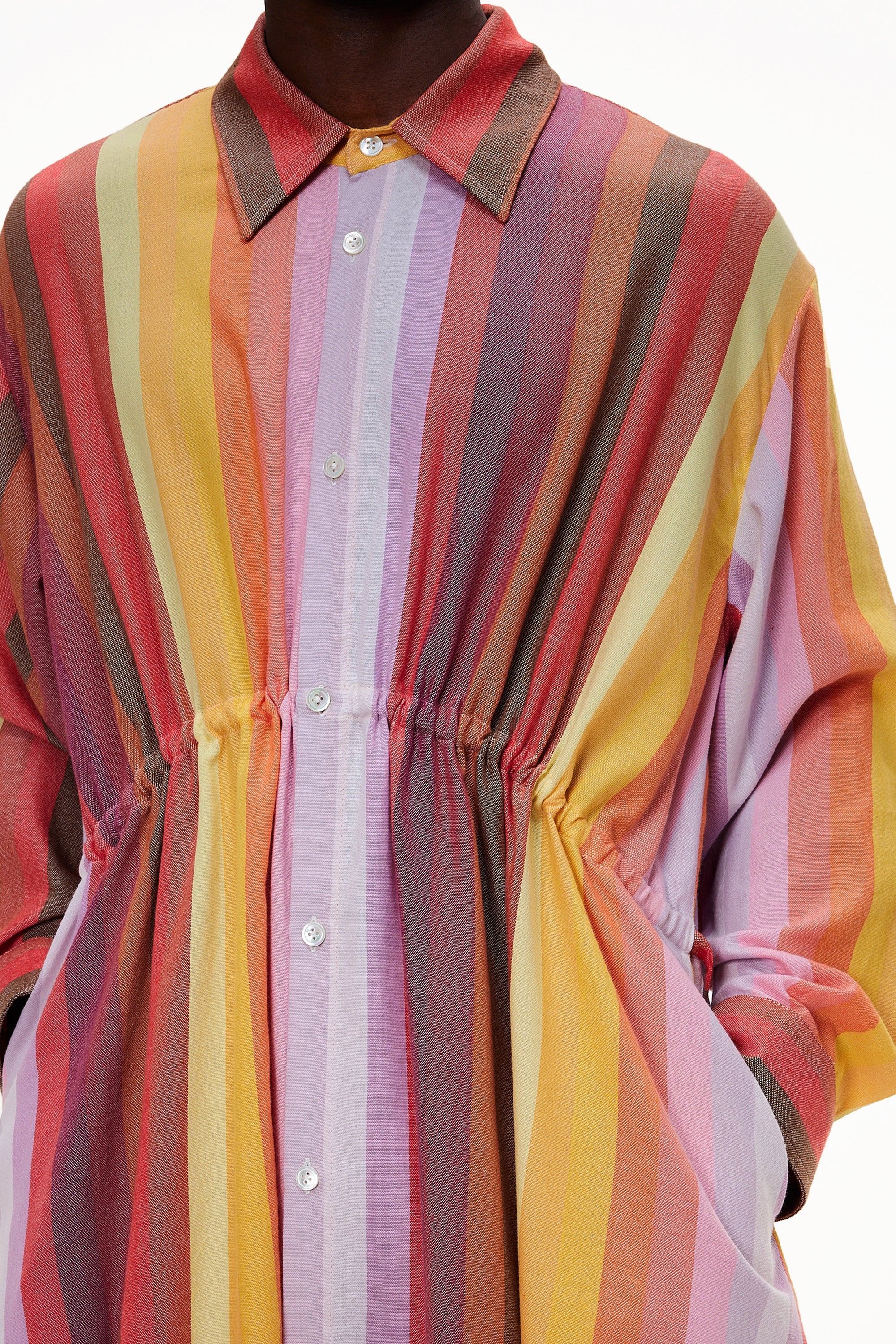 The Drawstring Shirt Dress - Stripe 65