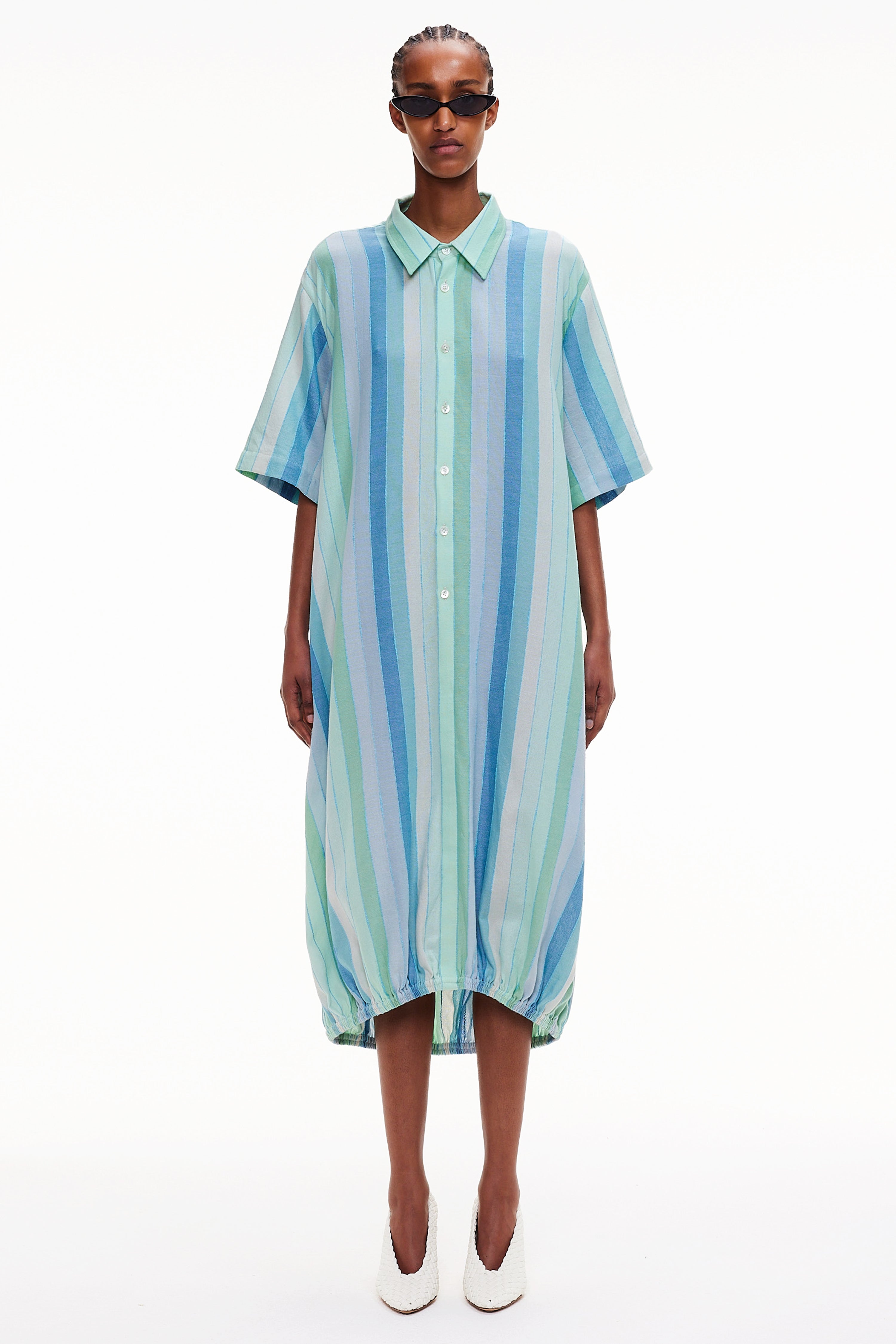 The Balloon Shirt Dress - Stripe 45