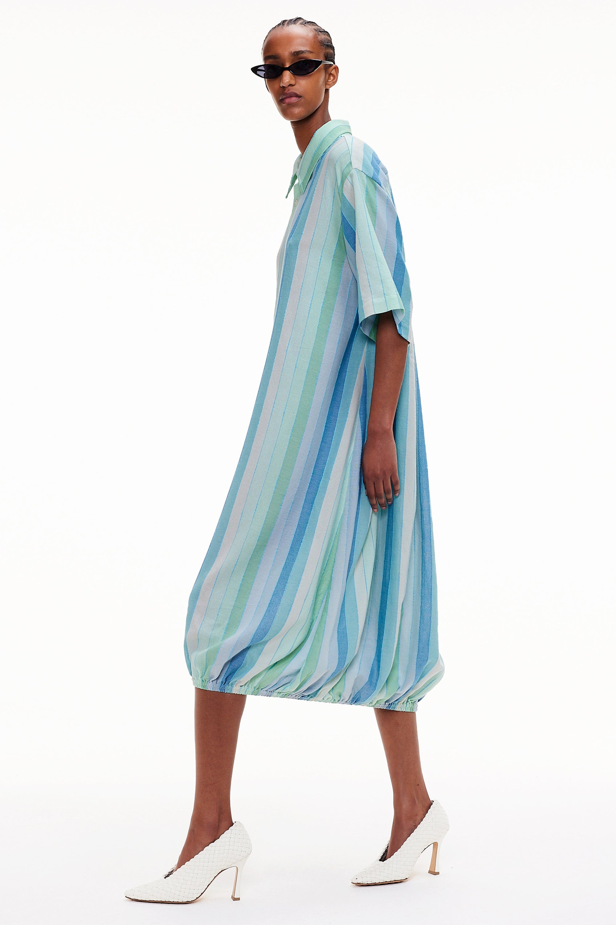 The Balloon Shirt Dress - Stripe 45