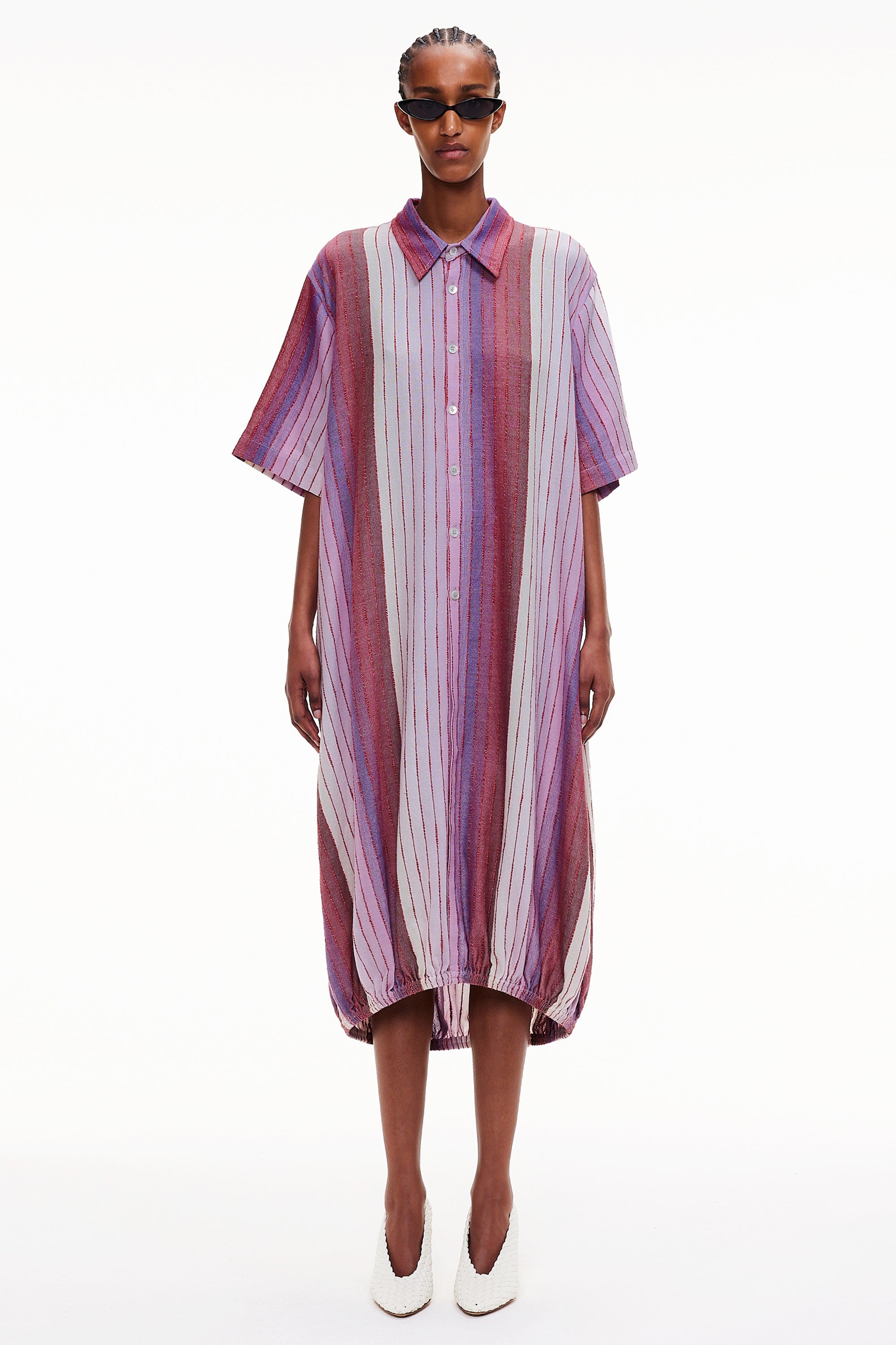 The Balloon Shirt Dress - Stripe 63