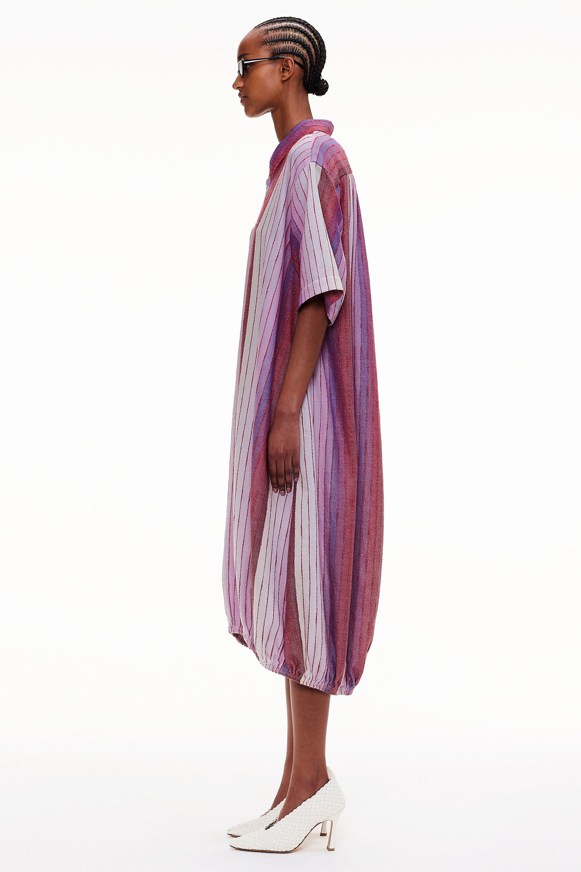 The Balloon Shirt Dress - Stripe 63