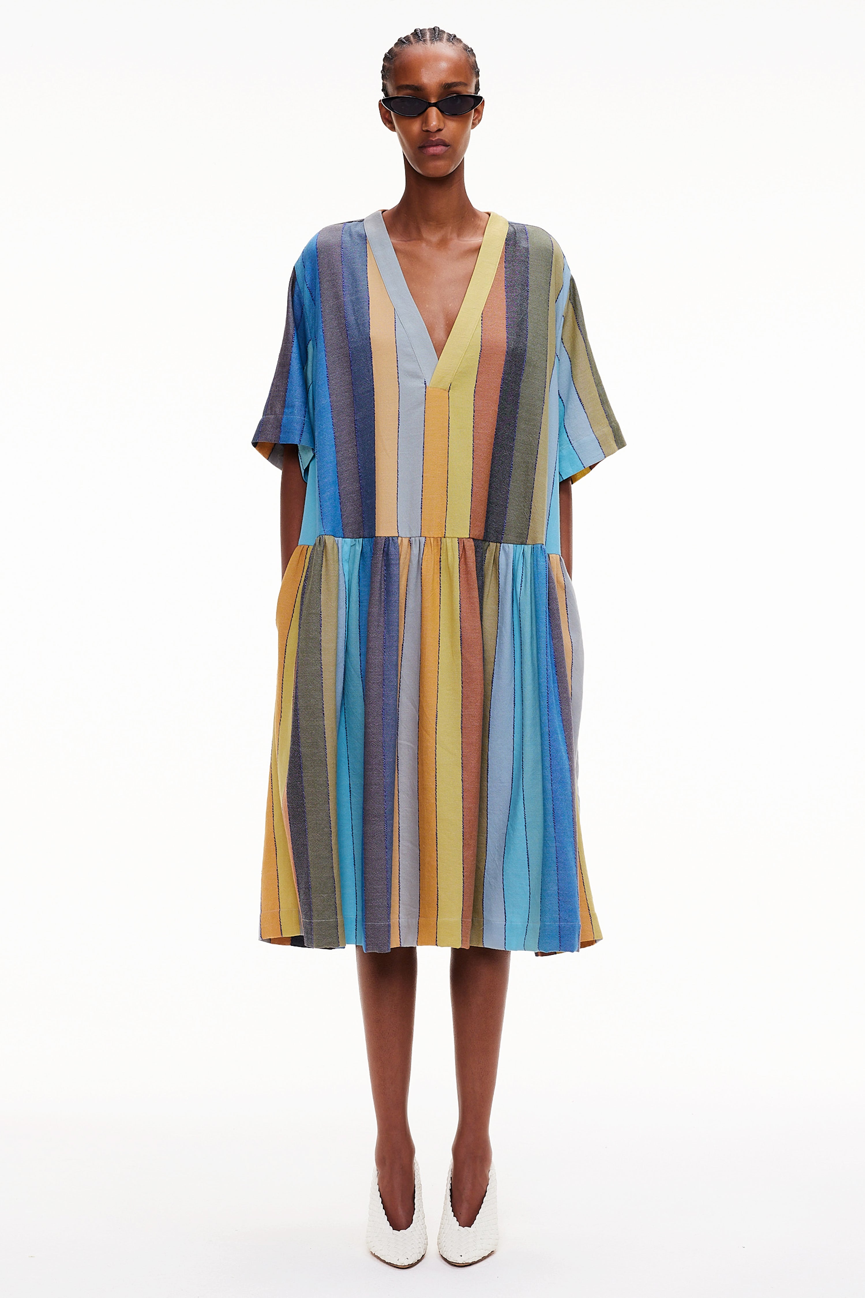 The Gathered Waist Dress - Stripe 32