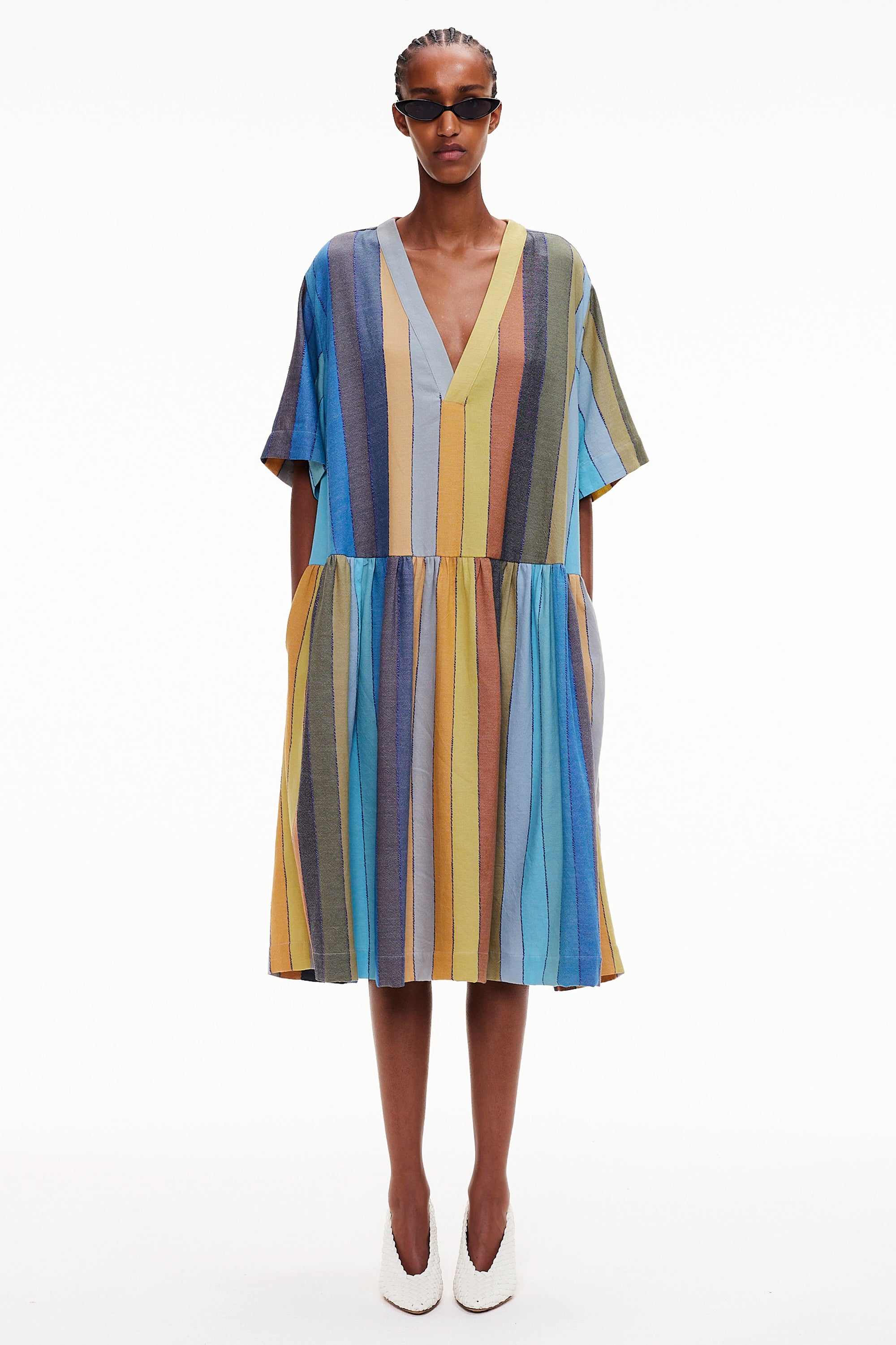 The Gathered Waist Dress - Stripe 32