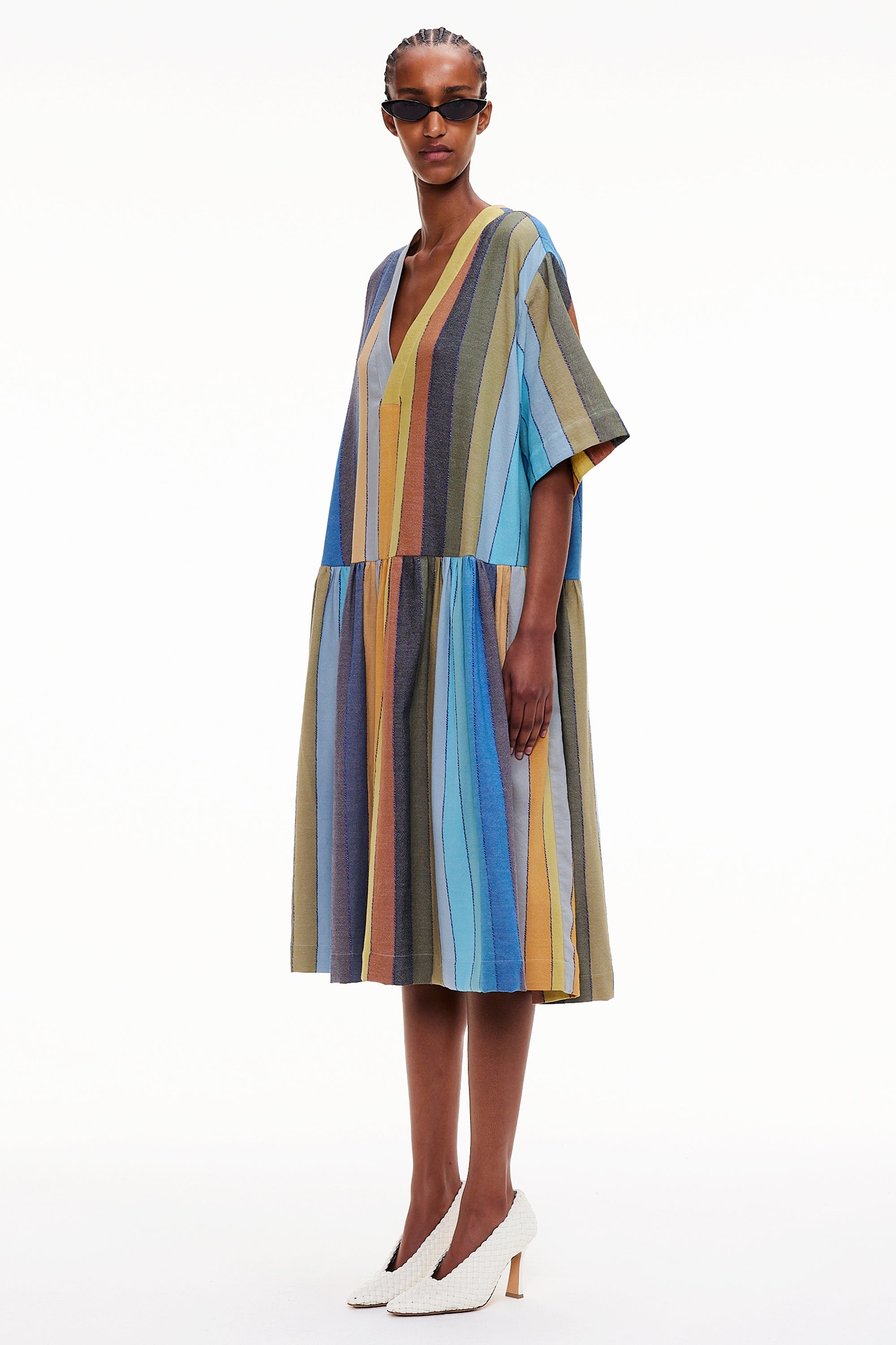 The Gathered Waist Dress - Stripe 32