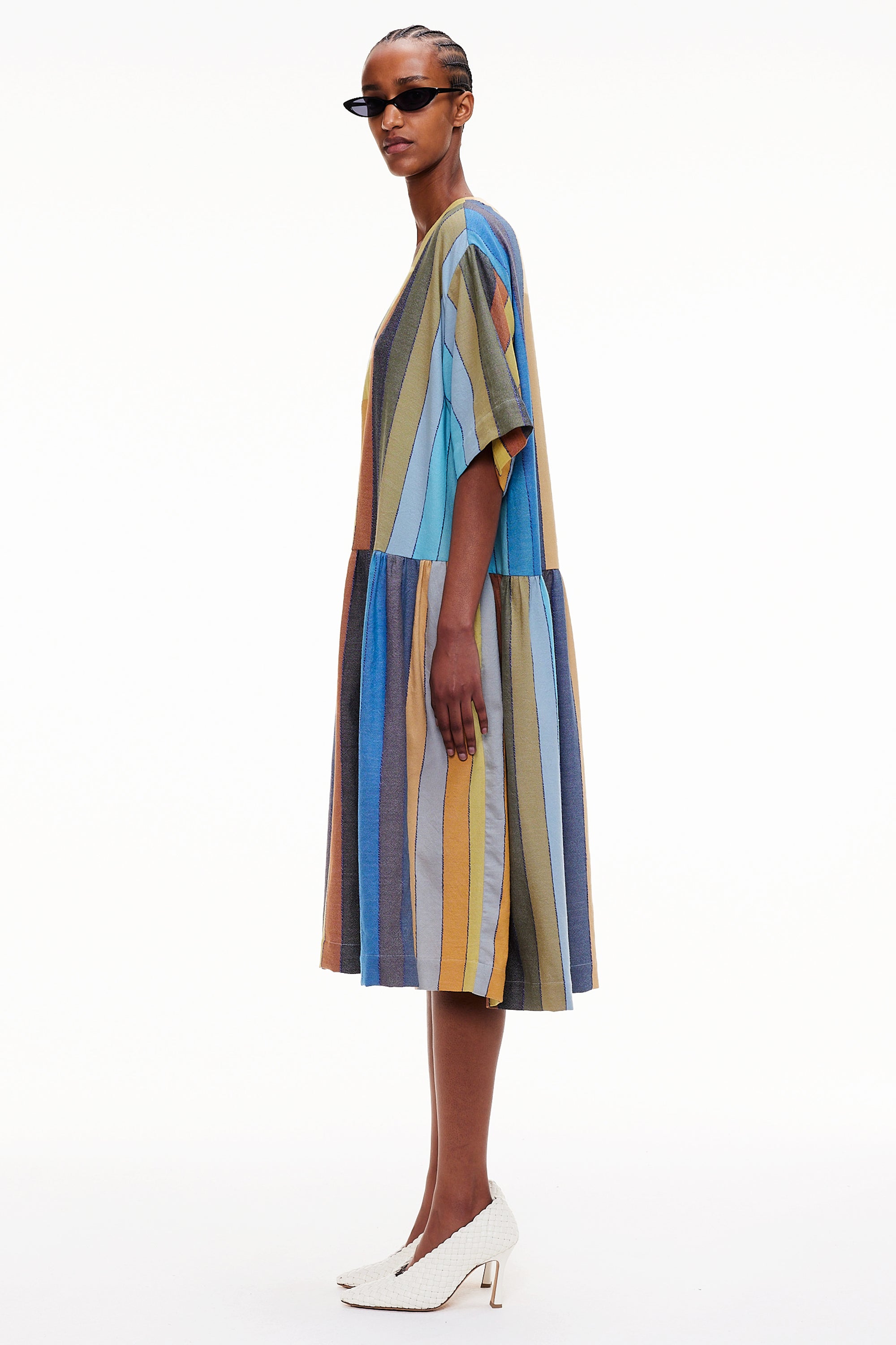 The Gathered Waist Dress - Stripe 32