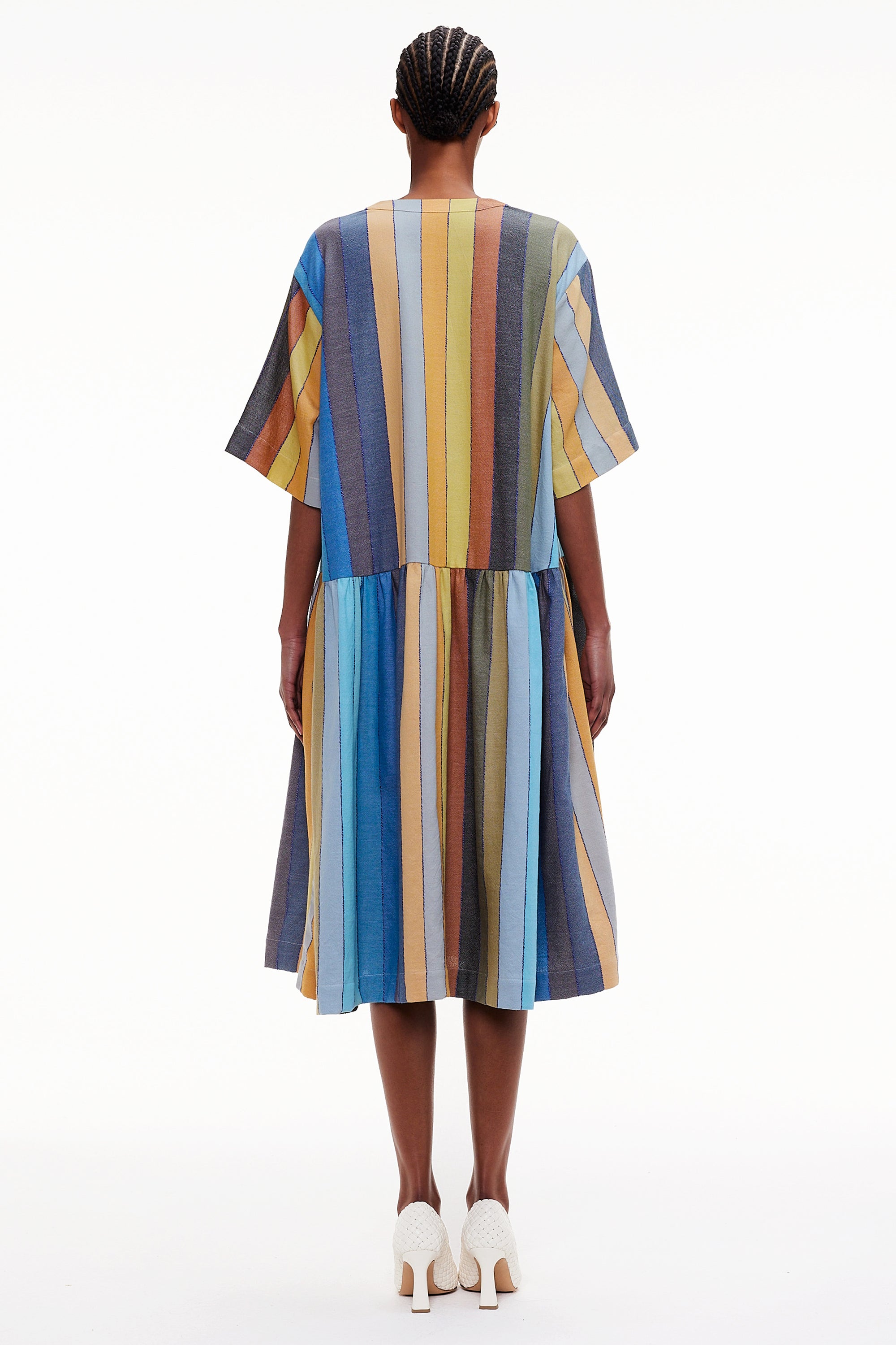 The Gathered Waist Dress - Stripe 32
