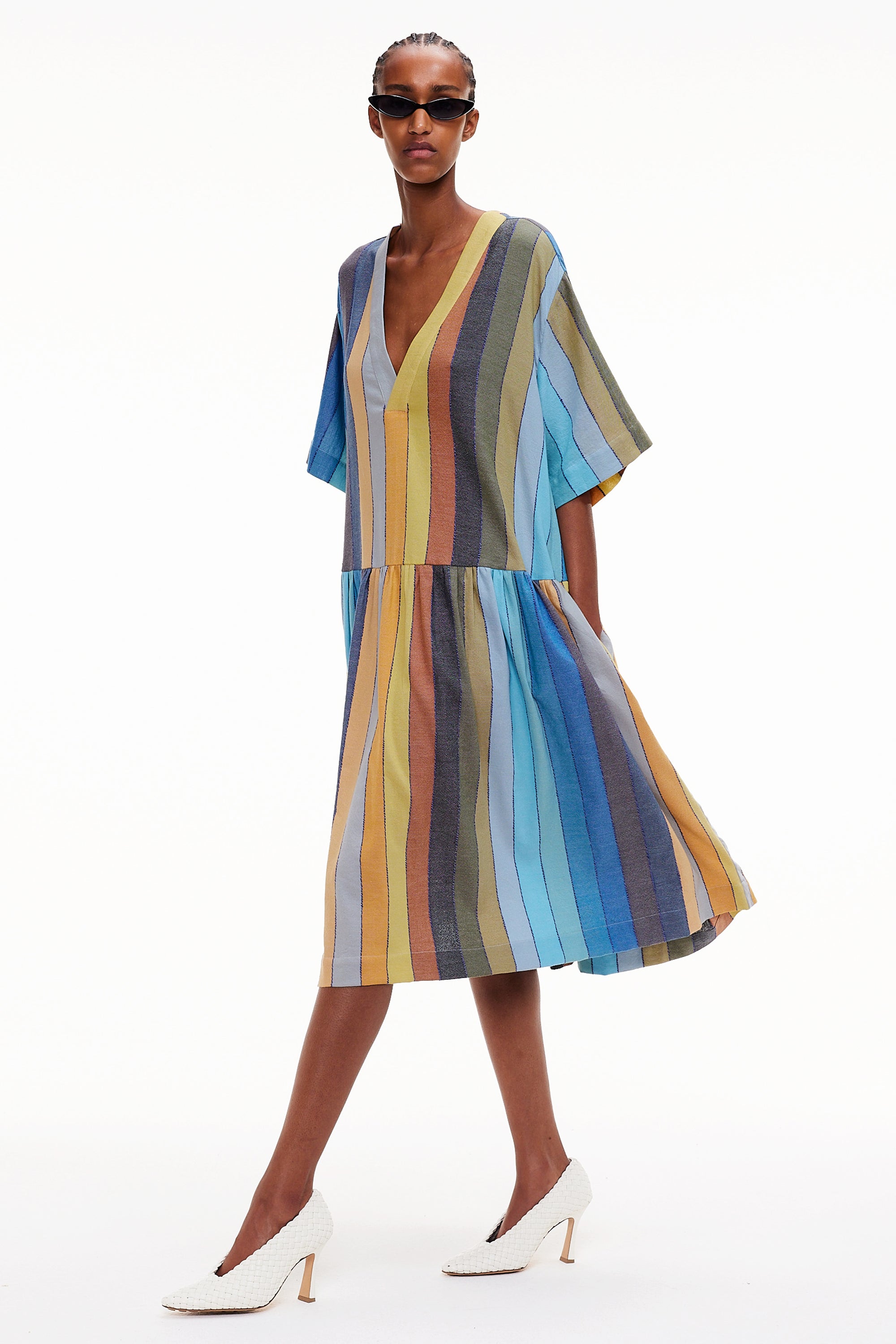 The Gathered Waist Dress - Stripe 32