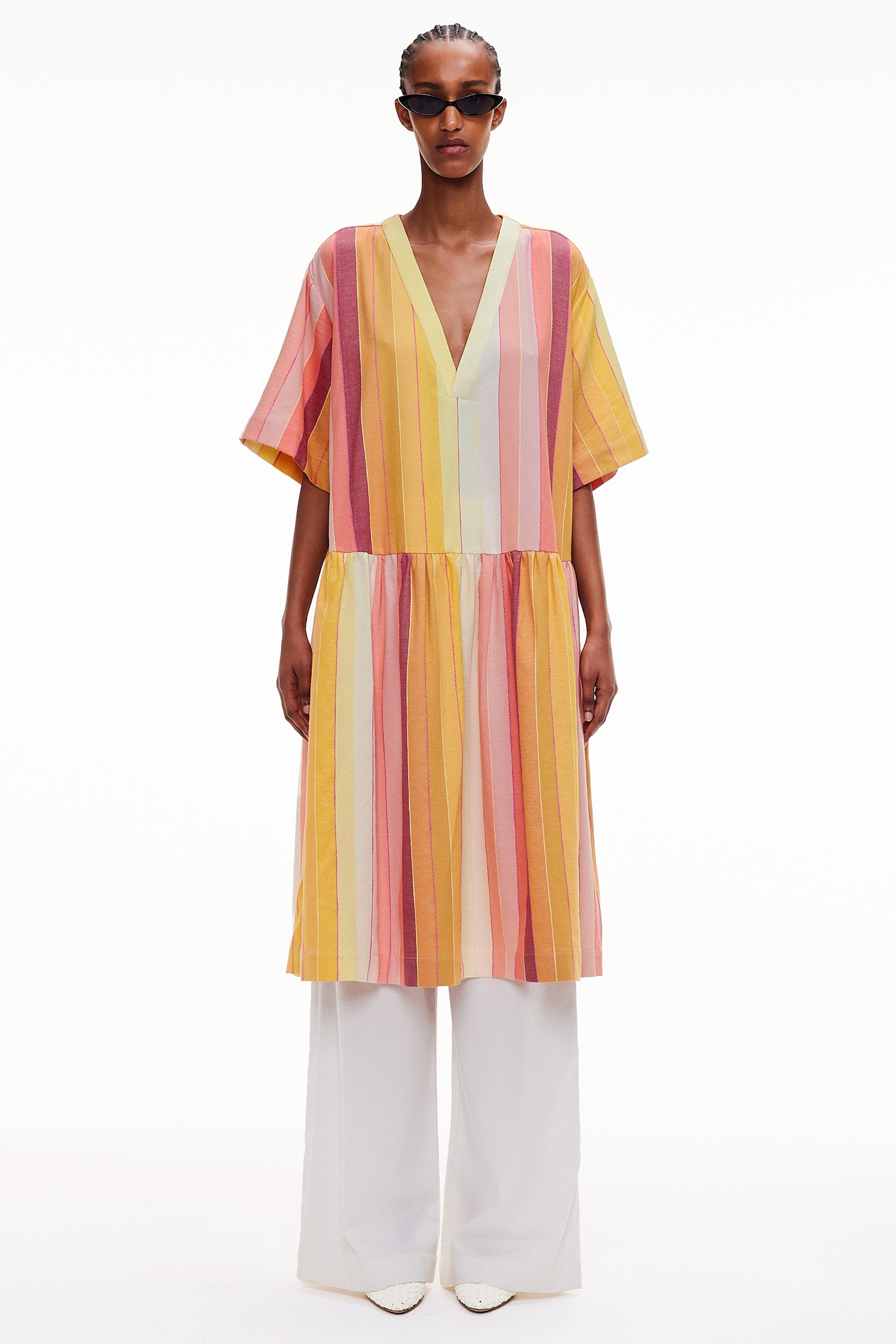 The Gathered Waist Dress - Stripe 82
