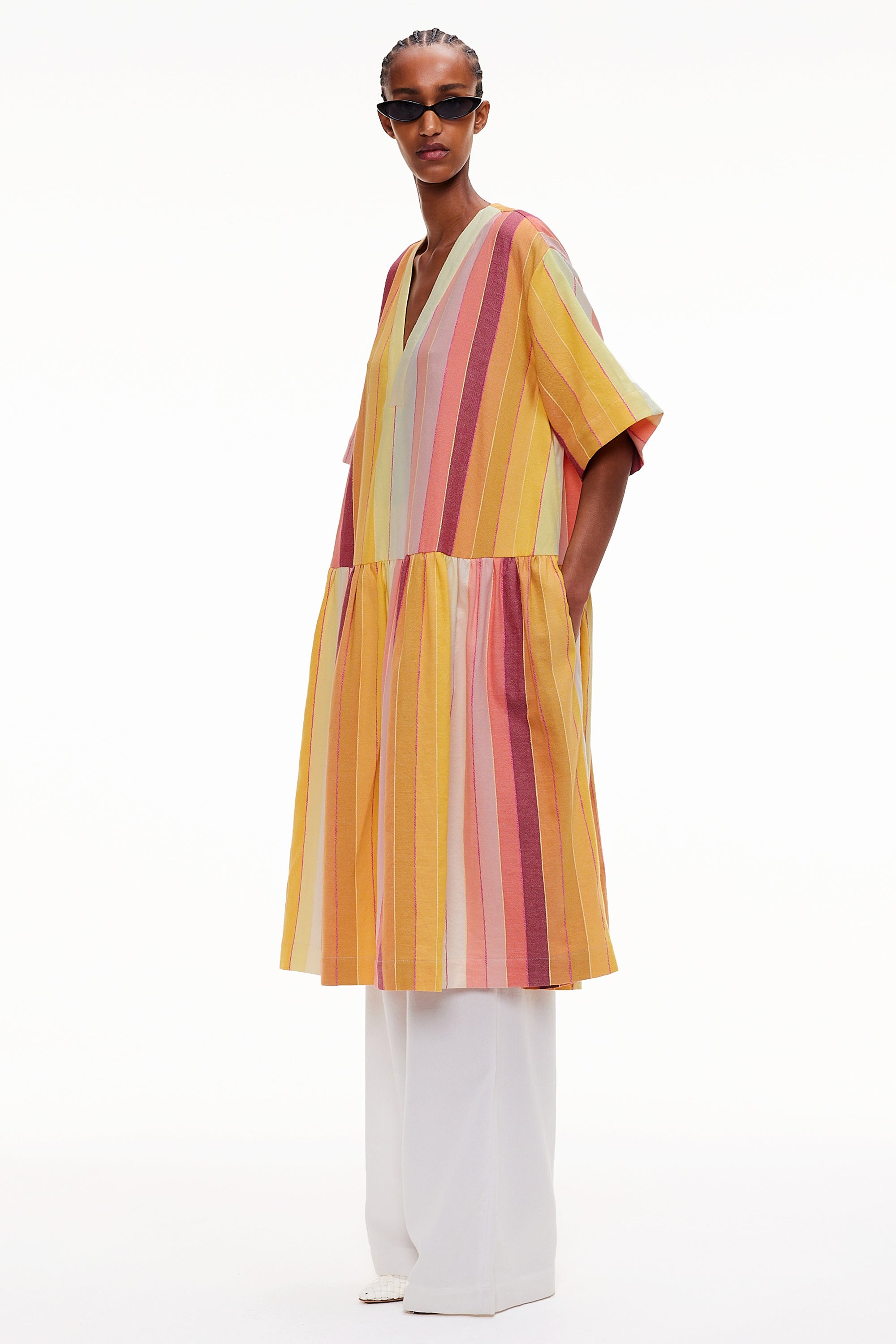 The Gathered Waist Dress - Stripe 82