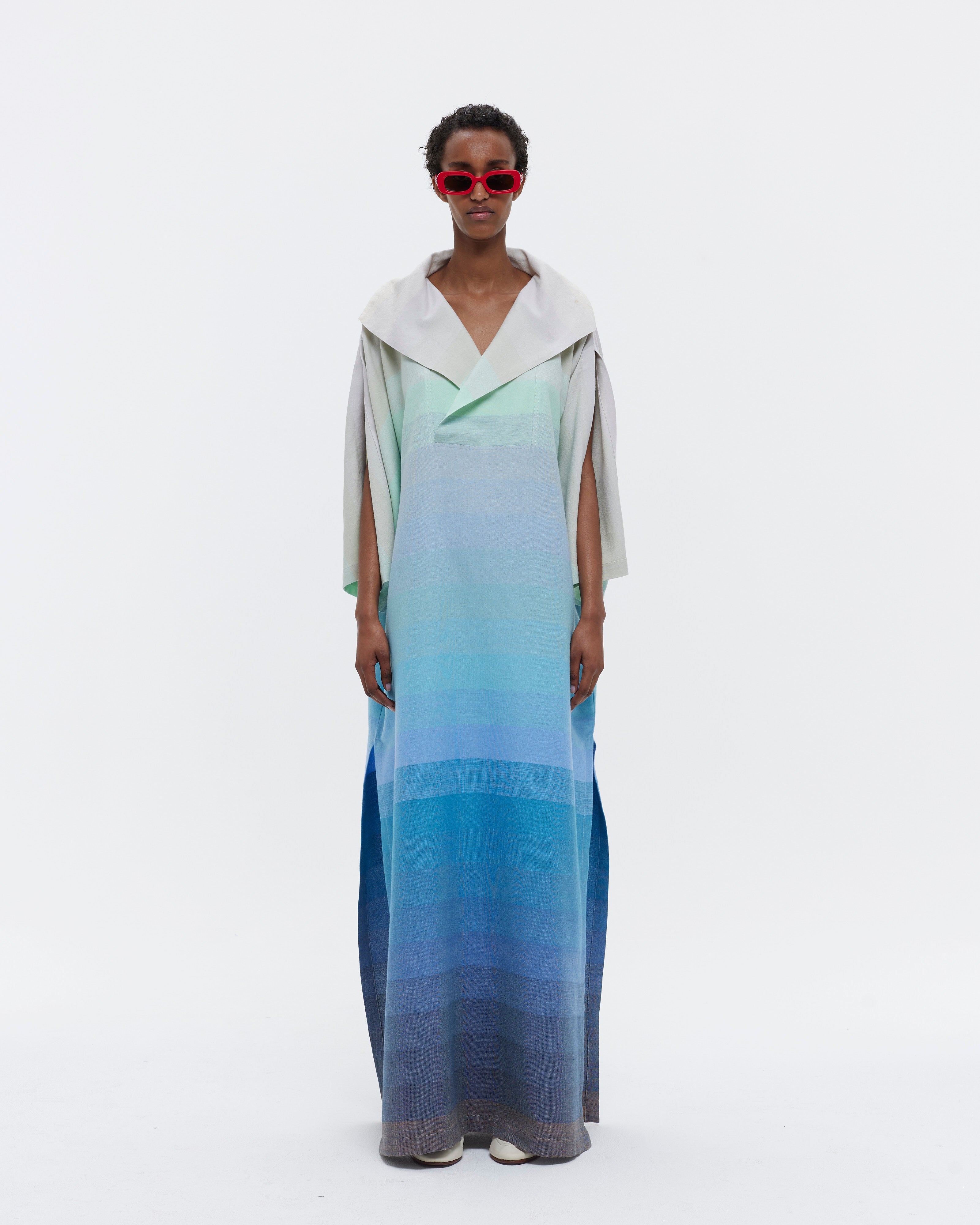 THE CAFTAN WITH FOLD COLLAR : STRIPE 5