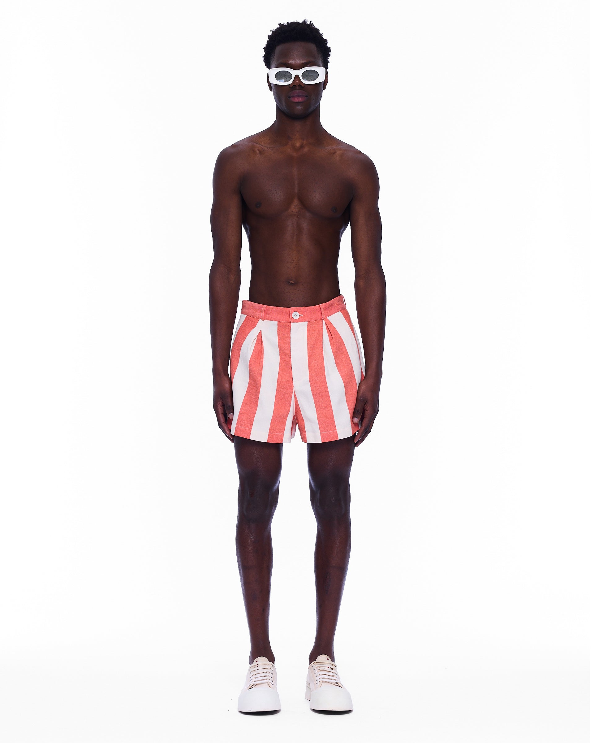 The Mid Rise Pleated Short : Stripe 11