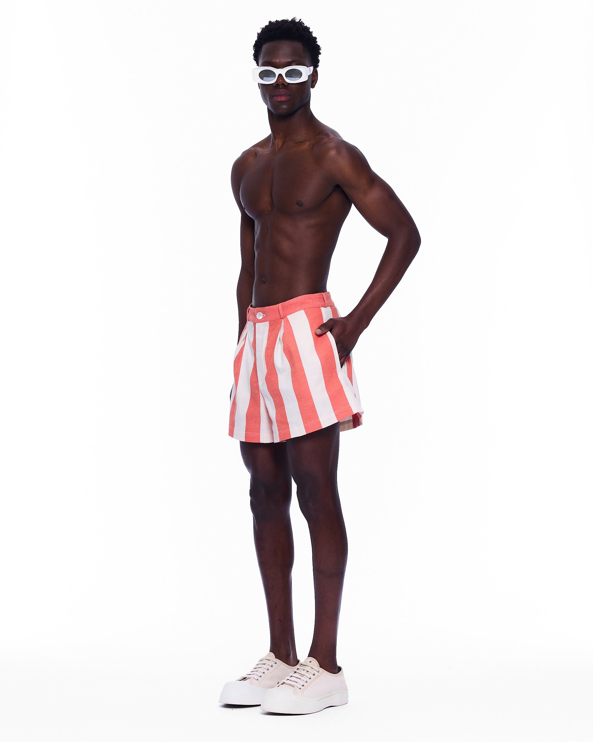 The Mid Rise Pleated Short : Stripe 11