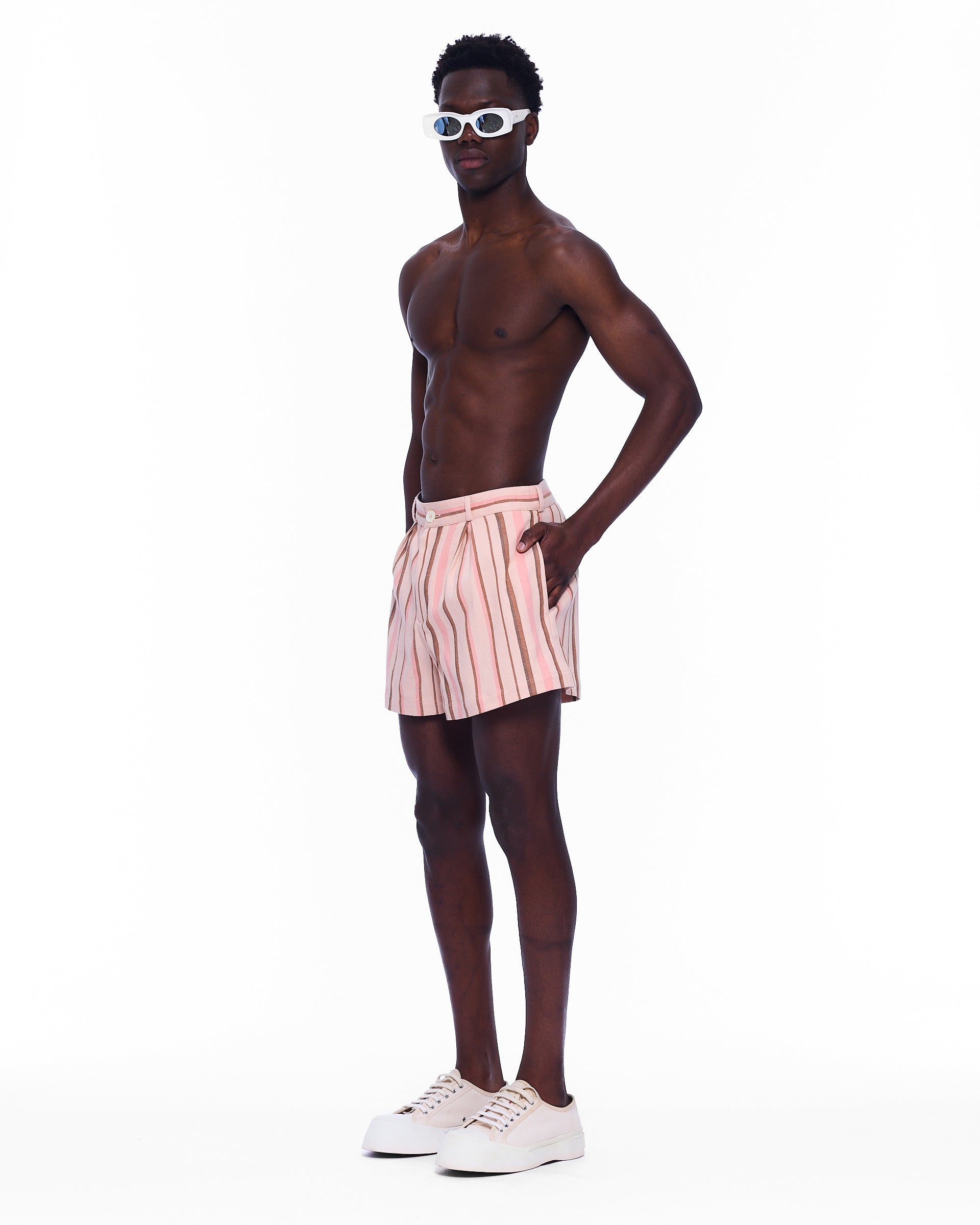 The Mid Rise Pleated Short : Stripe 27