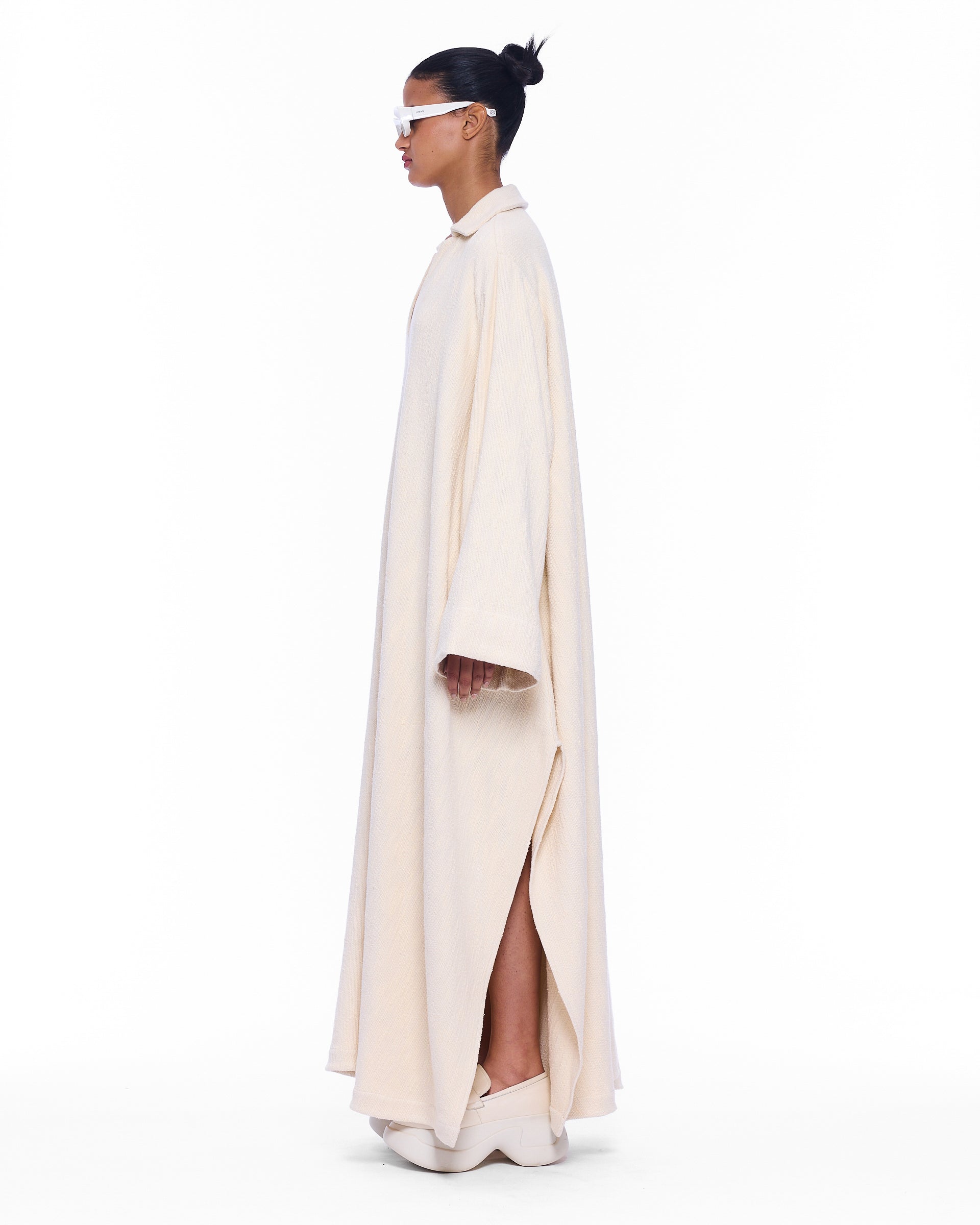 The V-Neck Caftan : Ecru Flamme