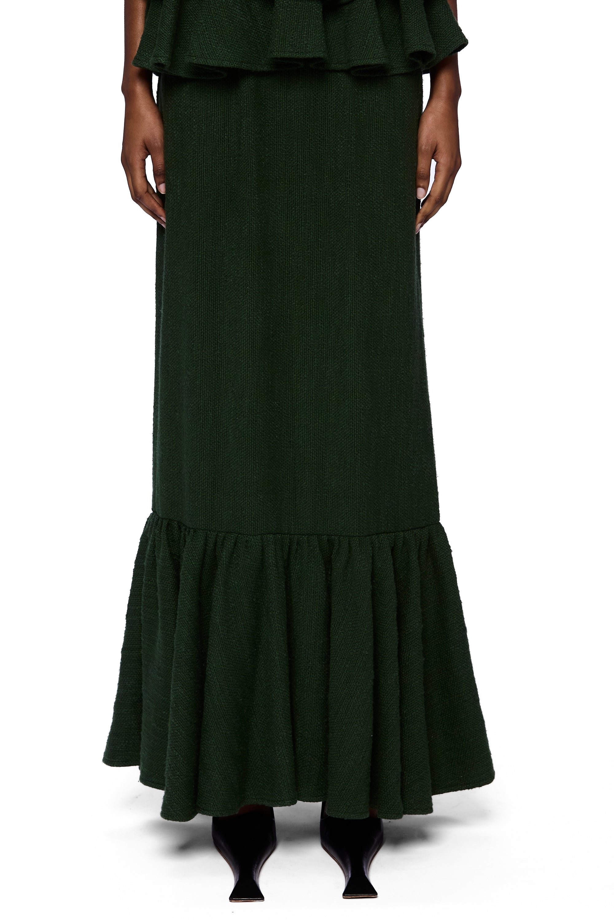 The Column Ruffle Dress : Pine Flamme