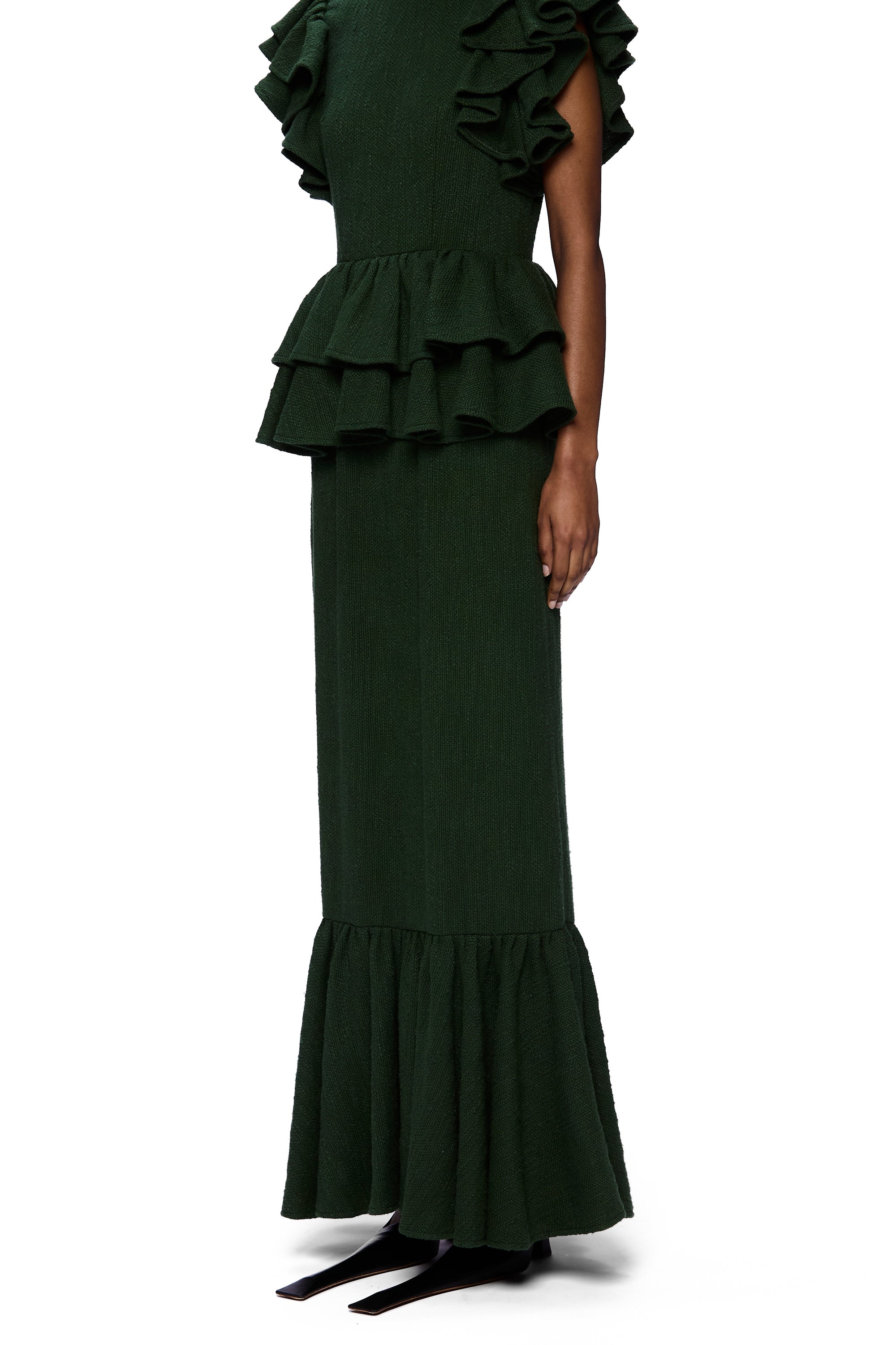 The Column Ruffle Dress : Pine Flamme