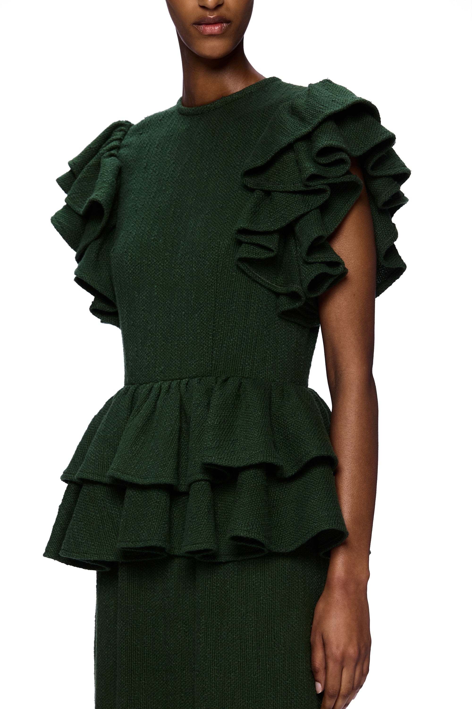 The Column Ruffle Dress : Pine Flamme