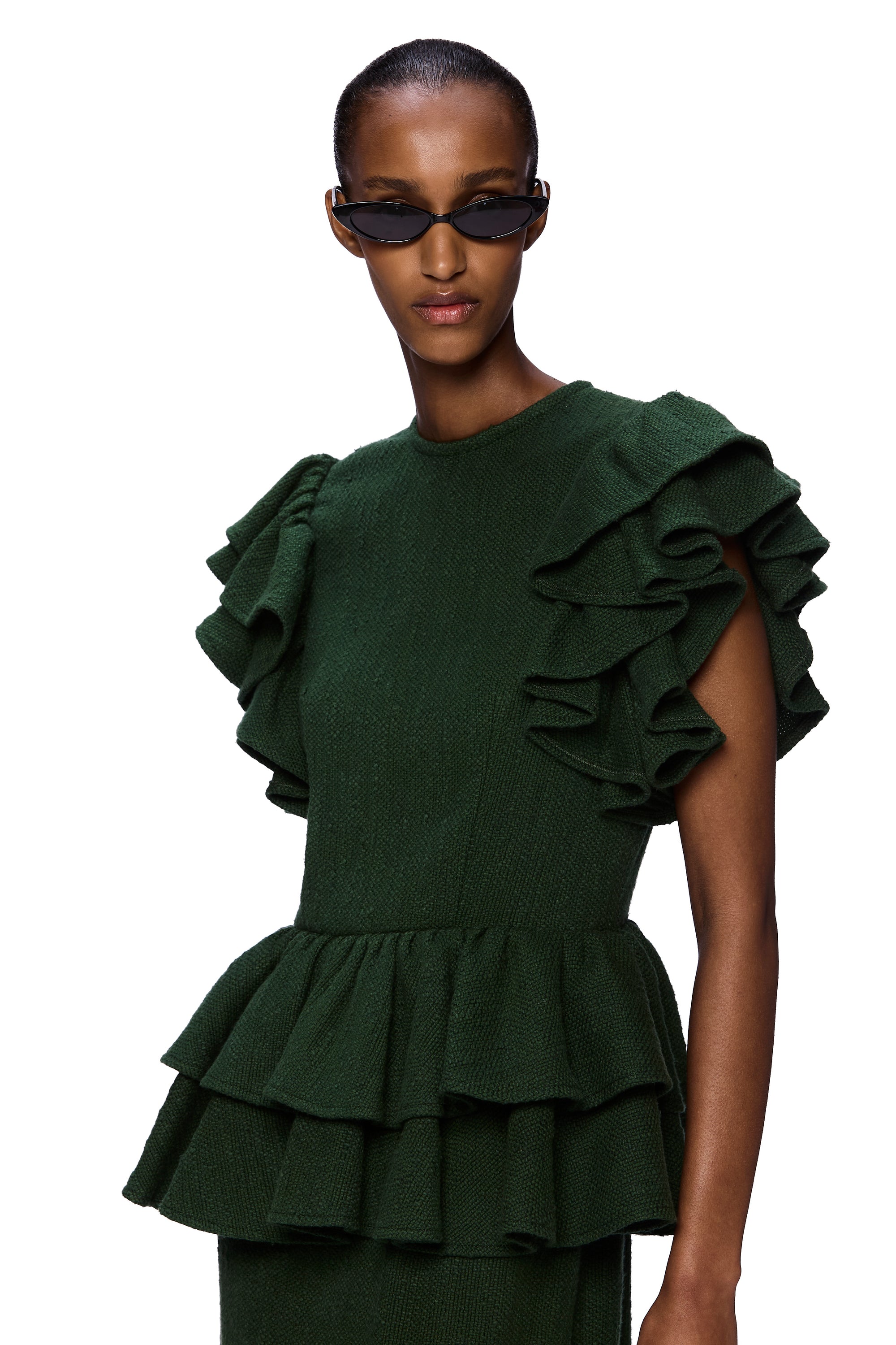 The Column Ruffle Dress : Pine Flamme