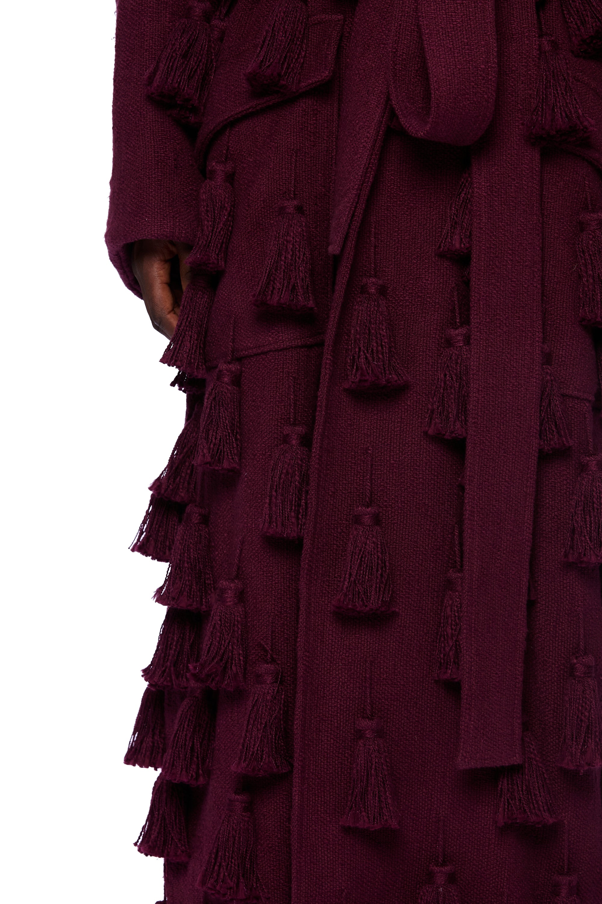 The PomPom Blanket Coat : Merlot Flamme