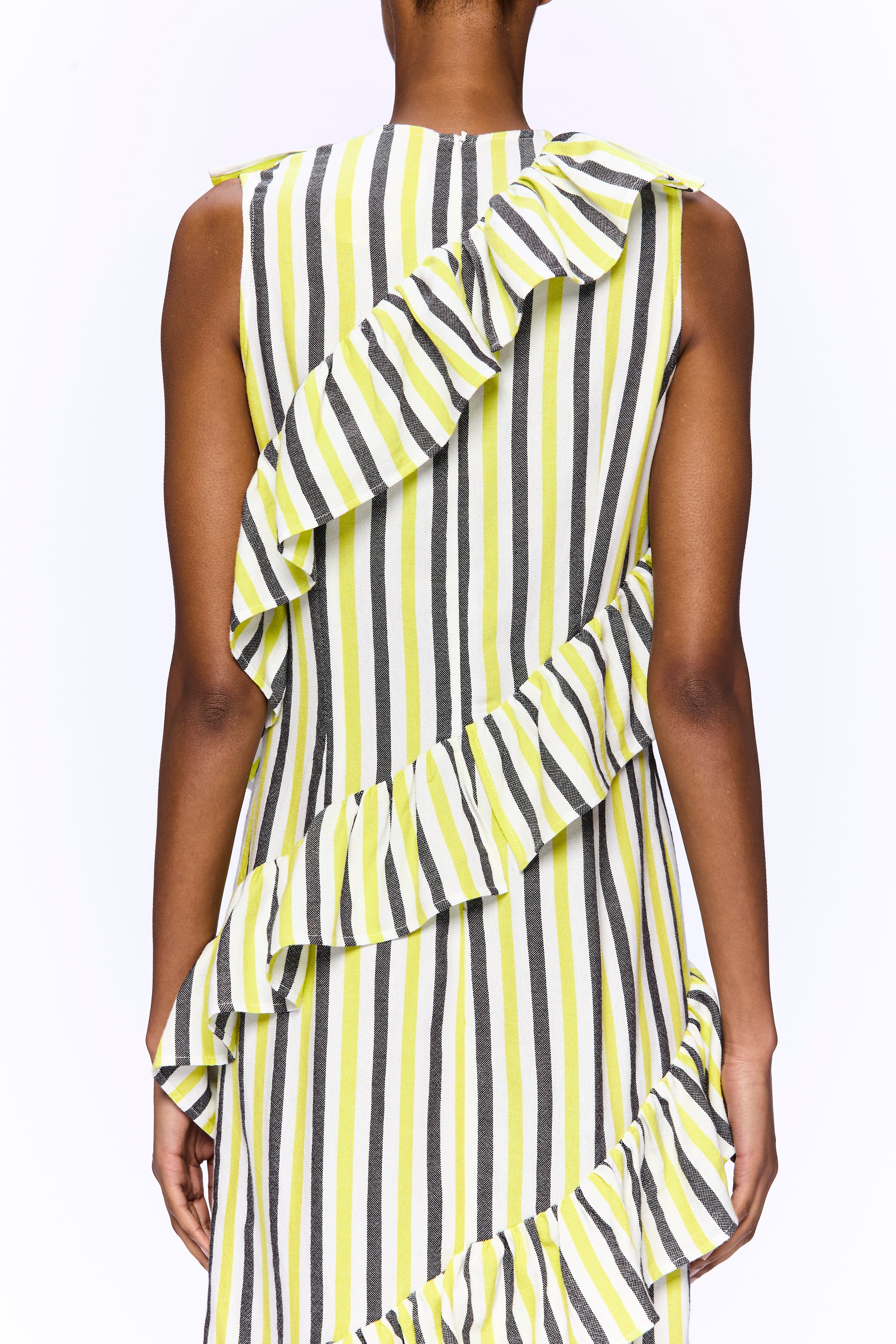 The Spiral Ruffle Dress : Stripe 22
